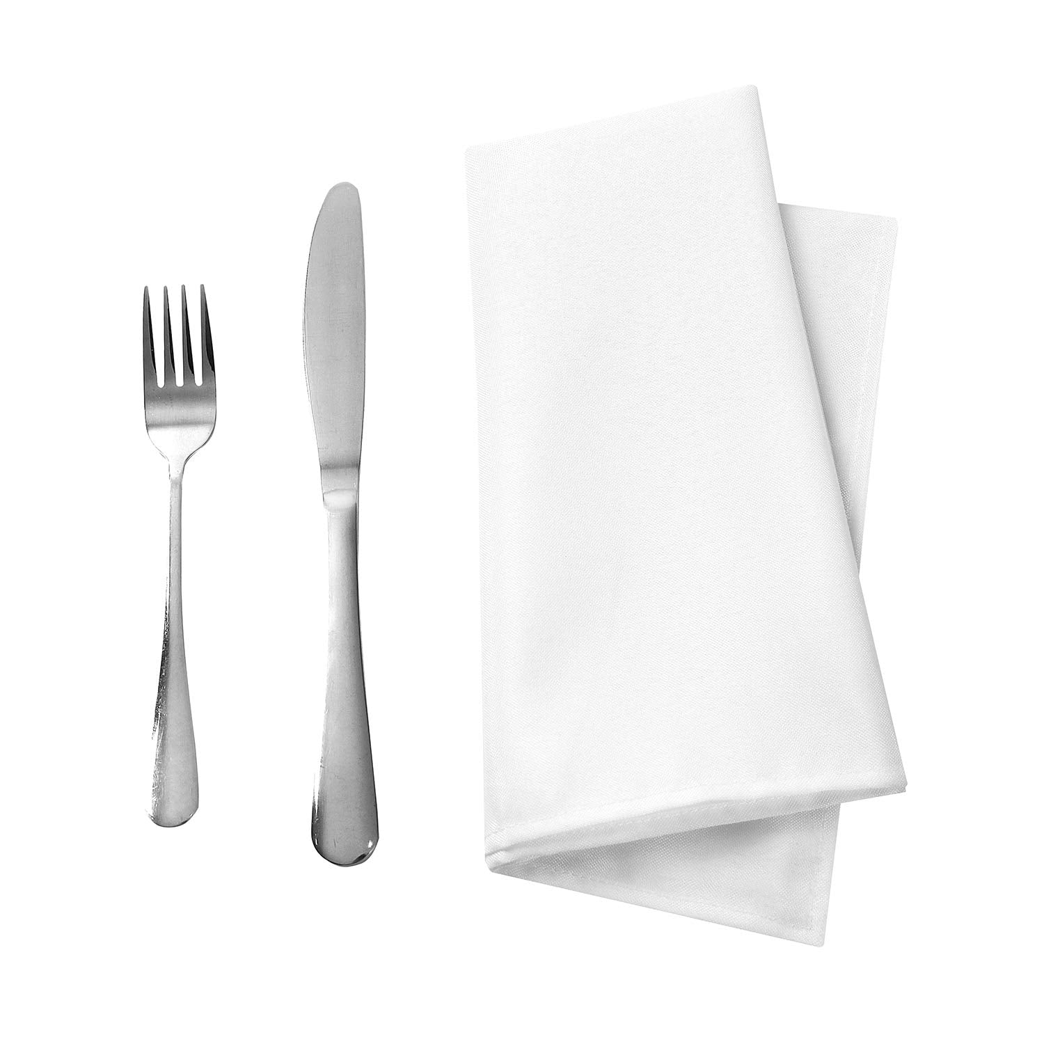 25Pcs Polyester Cloth Napkins - 20 X 20 Inch White Dinner Washable Napkins With Hemmed Edges For Restaurant/Wedding/Hotel(25,Whi