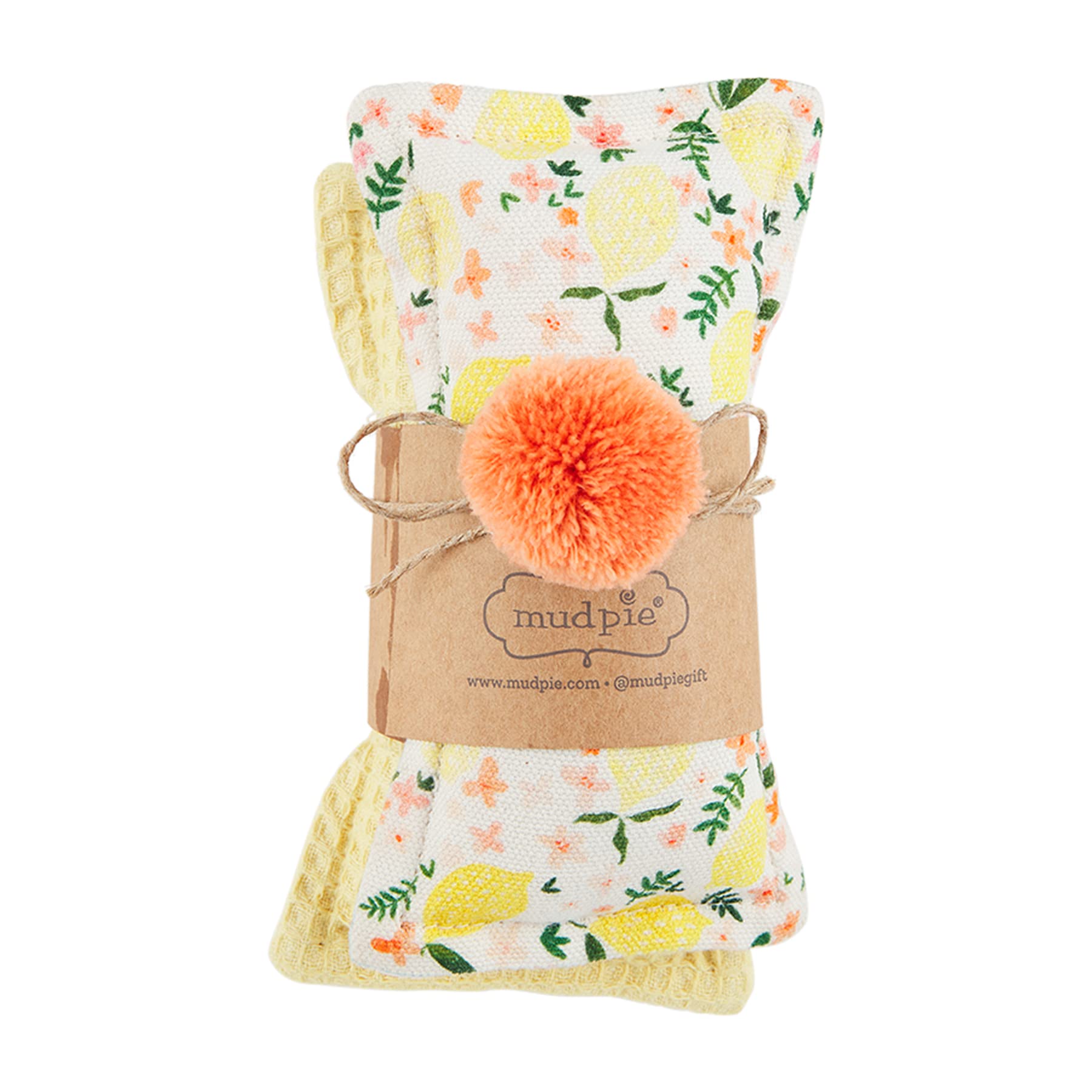 Mud Pie Fabric Sponge Set, Lemon, 5.75'' X 3.25''