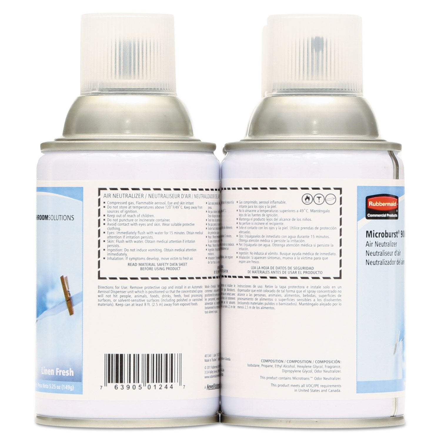 Rubbermaid Commercial Standard Air Freshener Aerosol Refill For Microburst 9000, Linen Fresh (Fg4012441)