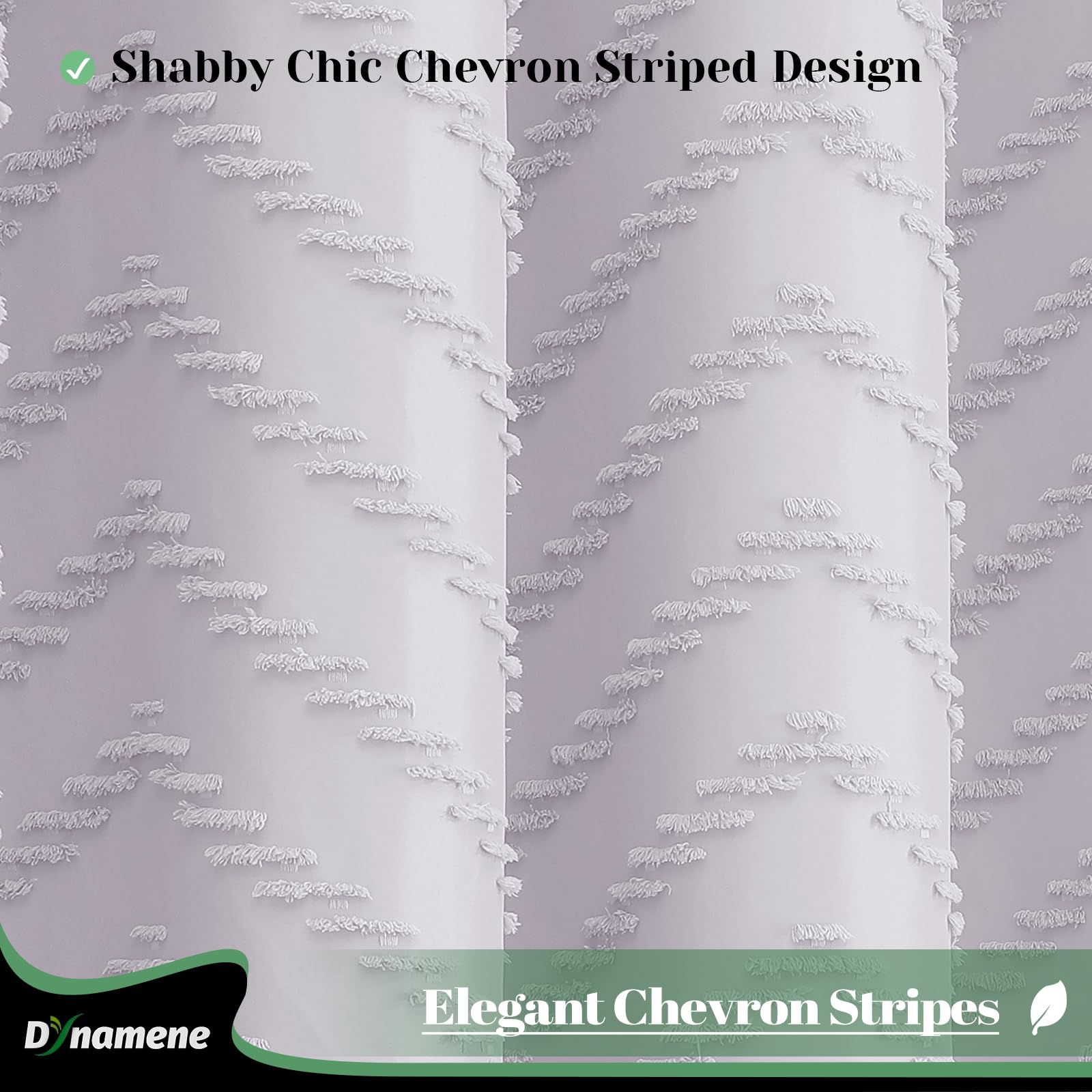 Dynamene Boho Farmhouse Shower Curtain, Lavender Fabric Tufted Chevron Striped Textured Tassel Shower Curtains For Bathroom, Sha