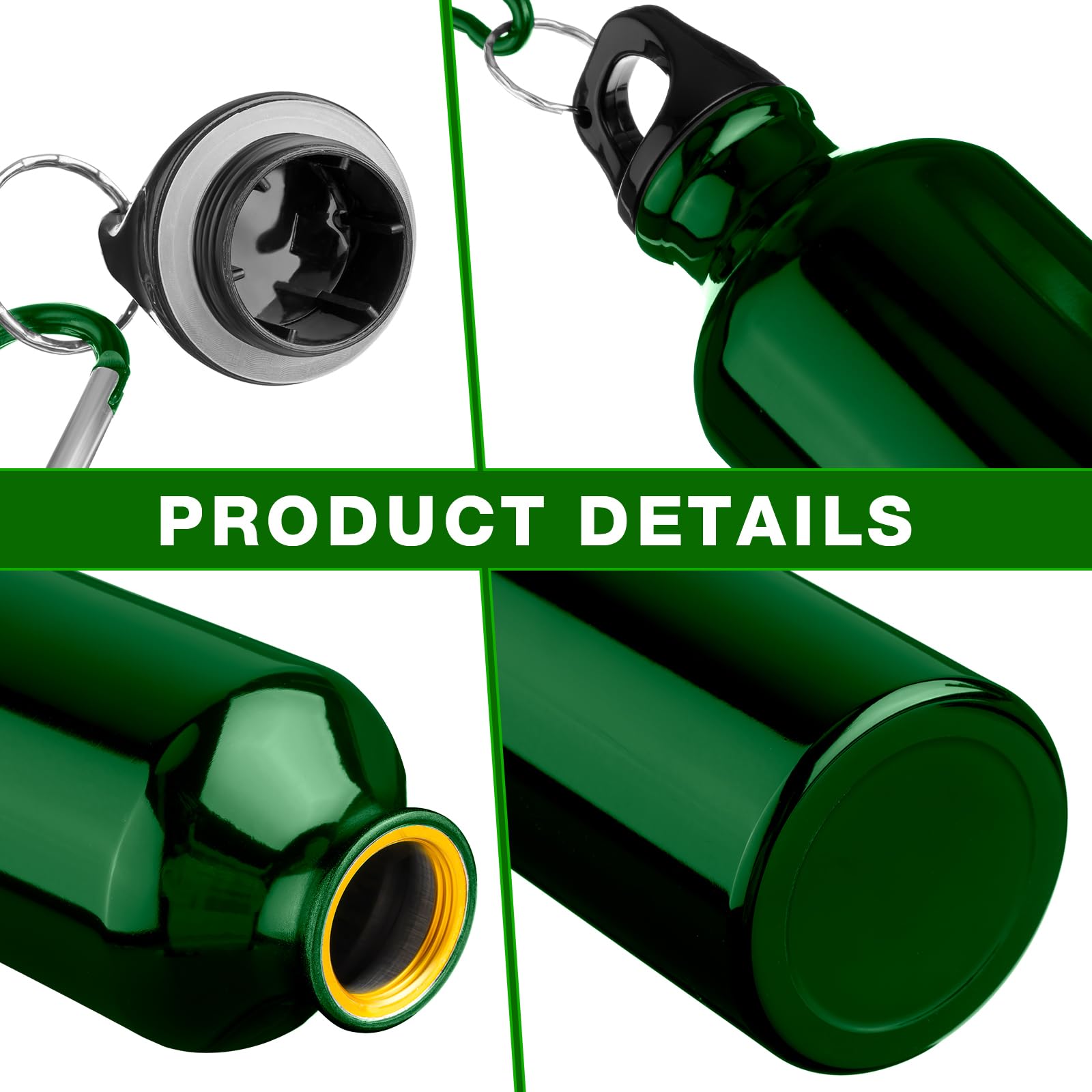 Gandeer 12 Pieces Aluminum Water Bottle 17 oz Aluminum Bike Water Bottle Backpacking Water Bottles Reusable Bottles Sports Bottle Leak Proof Travel Bottles with Buckle and Twist Cap (Assorted Color)