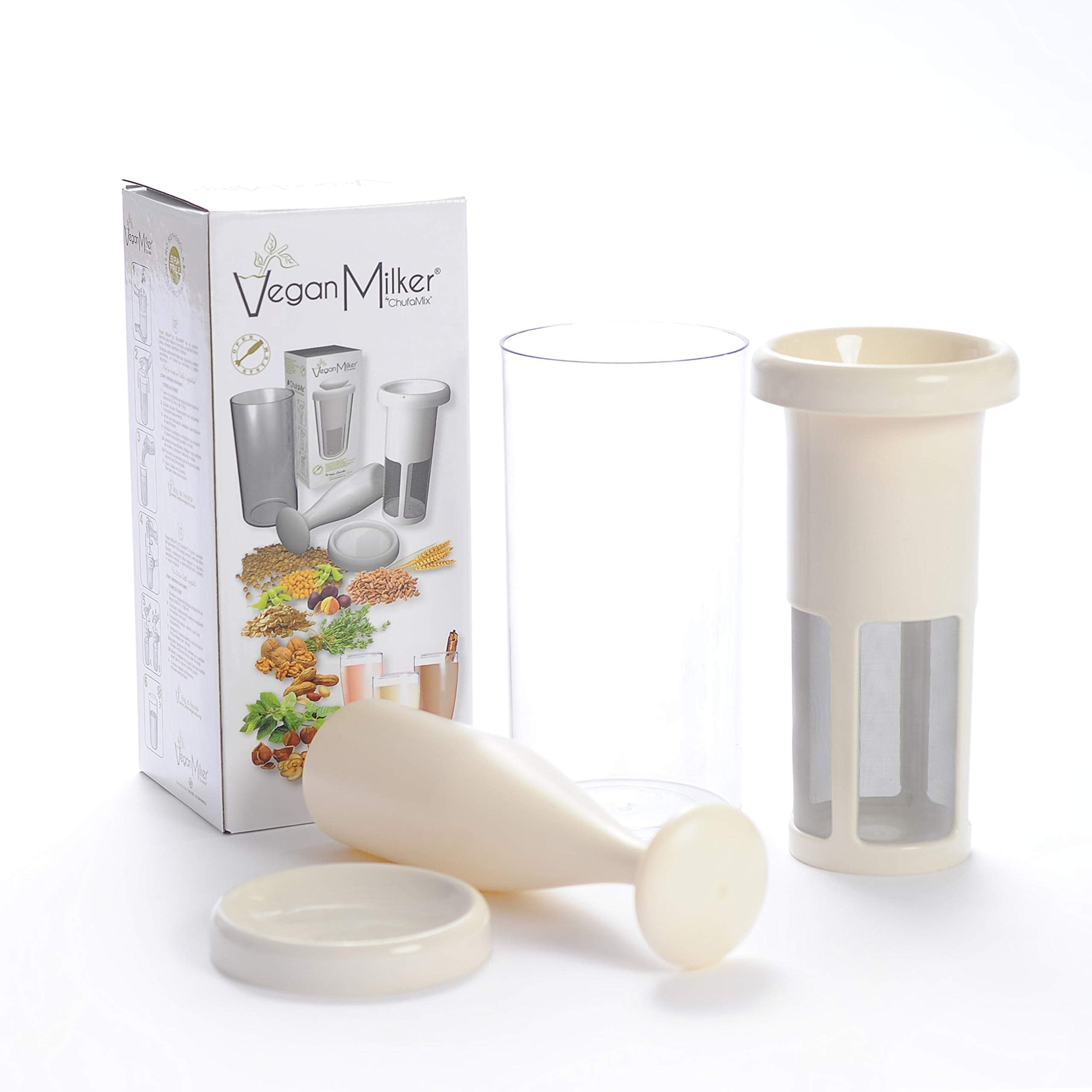 Vegan Milker by chufamix  kitchen tool to make Plant Milks (soy  rice  oats & nut milk maker) or coffee (from whole beans) Made in Europe Recipe E-Book