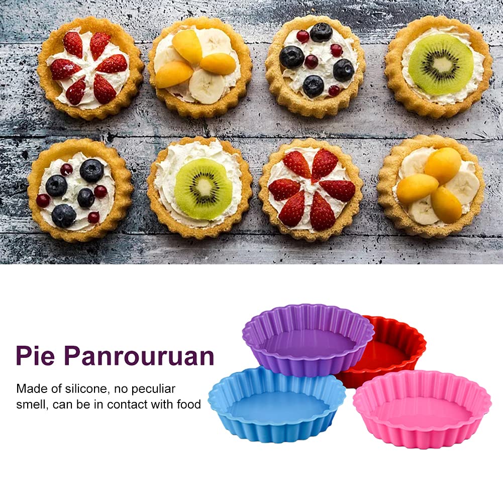 Pxrje Silicone Quiche Pan,8Pcs Pie Panrouruan Round 4 Inch Tart Mold Non Stick For Cooking Baking.(Random Color)