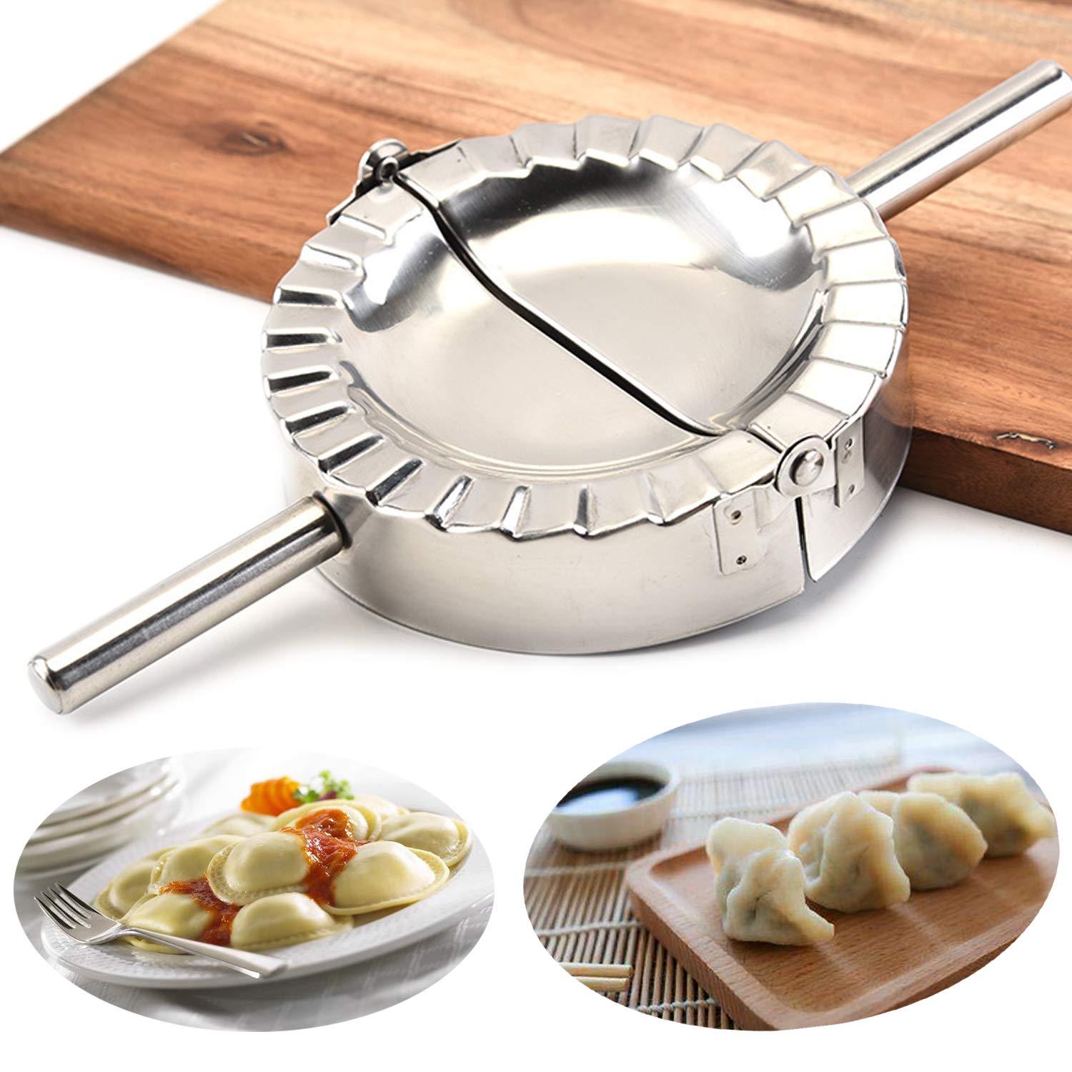 Qjfcare Stainless Steel Ravioli Mold Big Dumpling Press Maker Wonton Wrapper Pierogie Pie Crimper Pastry Dough Press Cutter,Goya