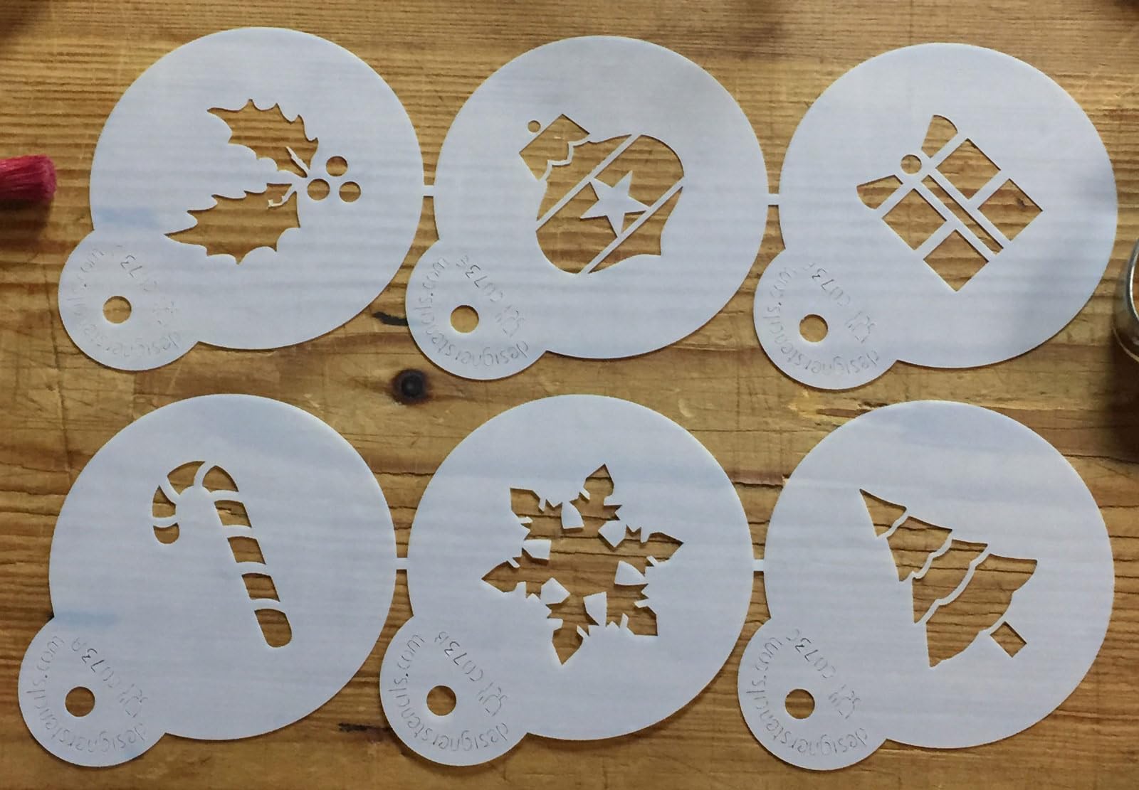 Designer Stencils Holiday Cupcake And Cookie Stencil Tops, Beige/Semi-Transparent, Fits 2'' Circle