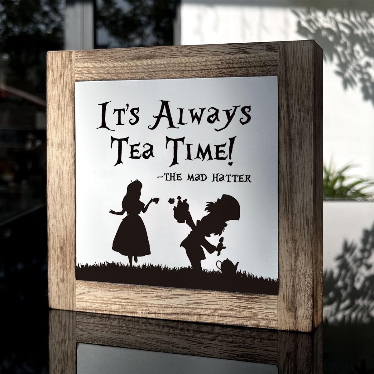 Wooden Box Signs for Home Decor, Farmhouse Wood Sign, Decorative Wooden Table Decors, Tea Lover Friend Gift, It  s Always Tea Ti