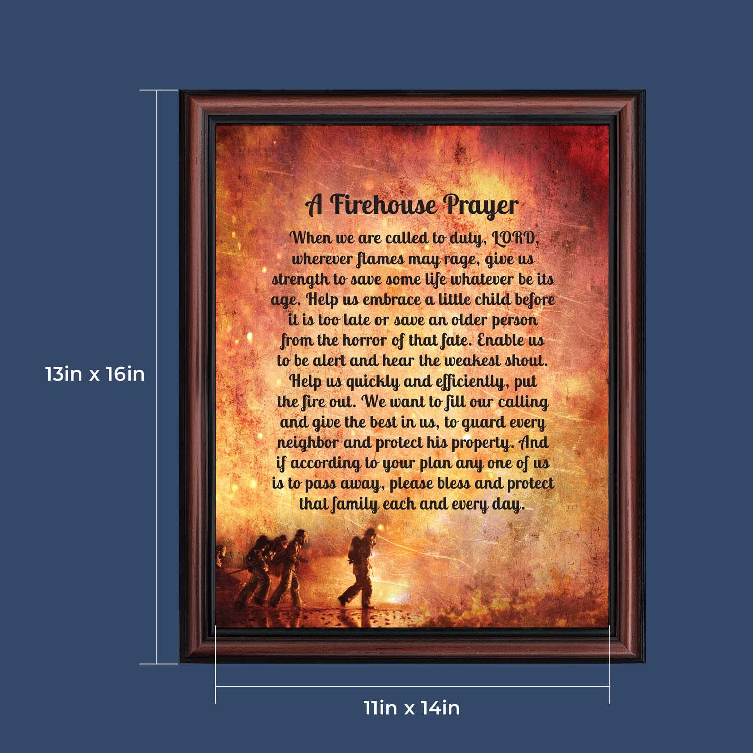 Crossroads Home D  Cor Firemans Prayer Picture Frame, Firefighter Decor, Firefighter Graduation Present, 2107W