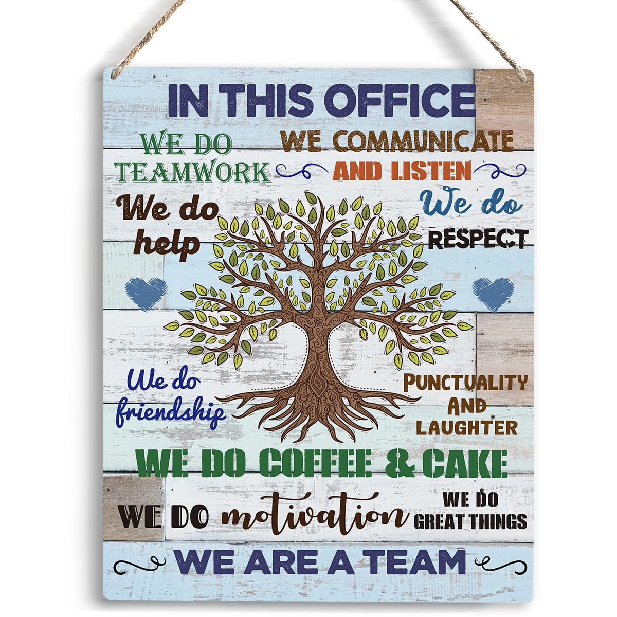 YCYD Decorative Signage, Wooden Hanging Sign with Teamwork Motivational Quotes, 10x8 Inch, Reliable Material, Wall Art for Offic