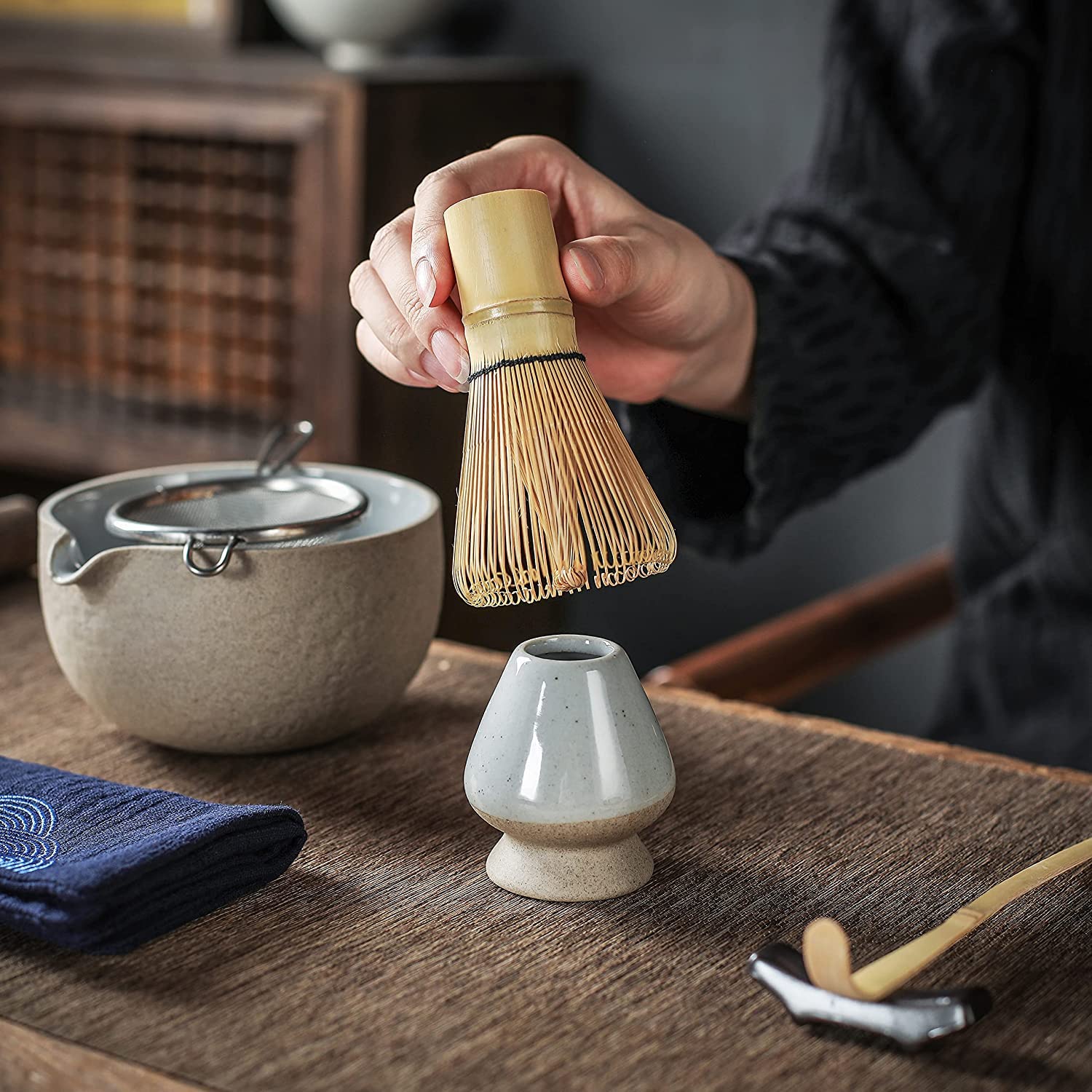 Teanagoo Matcha Ceremony Set With Tray, Japanese Tea Set, Matcha Bowl With Pouring Spout, Matcha Bamboo Whisk, Scoop, Sifter, Ma