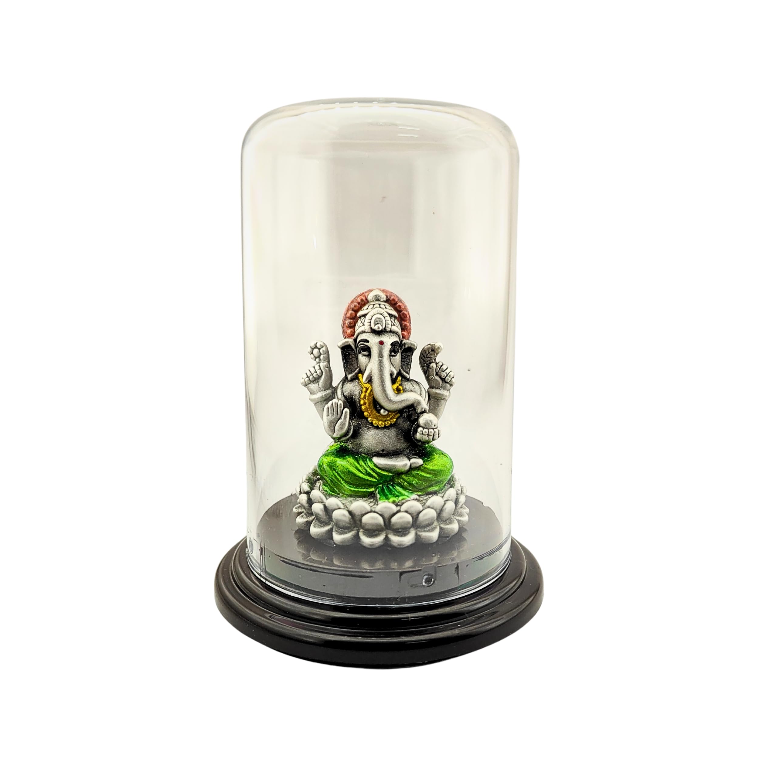 Silverspot Jewel 999 Pure Silver Colourful Ganesha/Vinayak Idol With Acrylic Base, For Pooja/Gift Tem For Auspicious Occasion/Ca