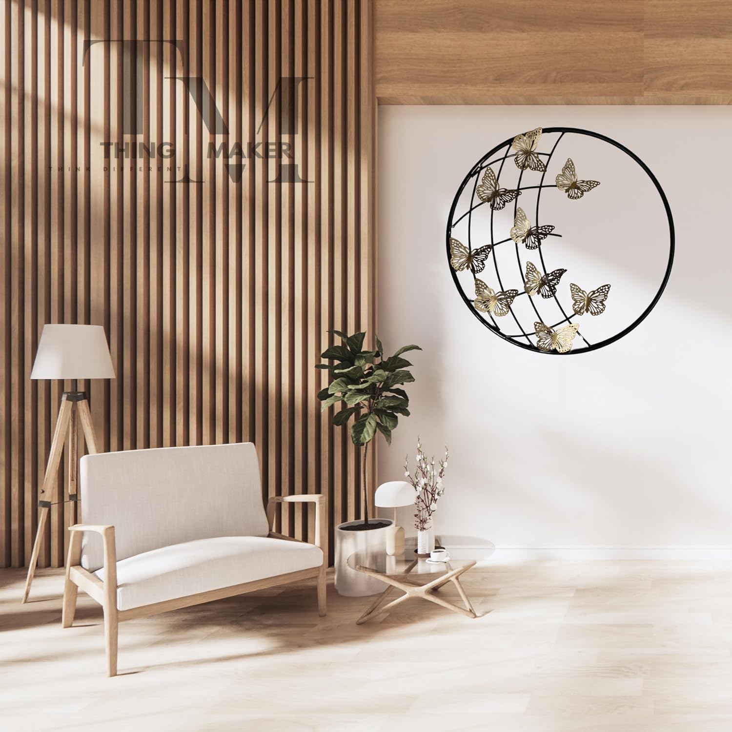 Thing Maker Metal Wall Decor Items, Wall Hanging Sculpture | Metal Abstract Butterfly Wall Art For Home Decoration, Living Room,