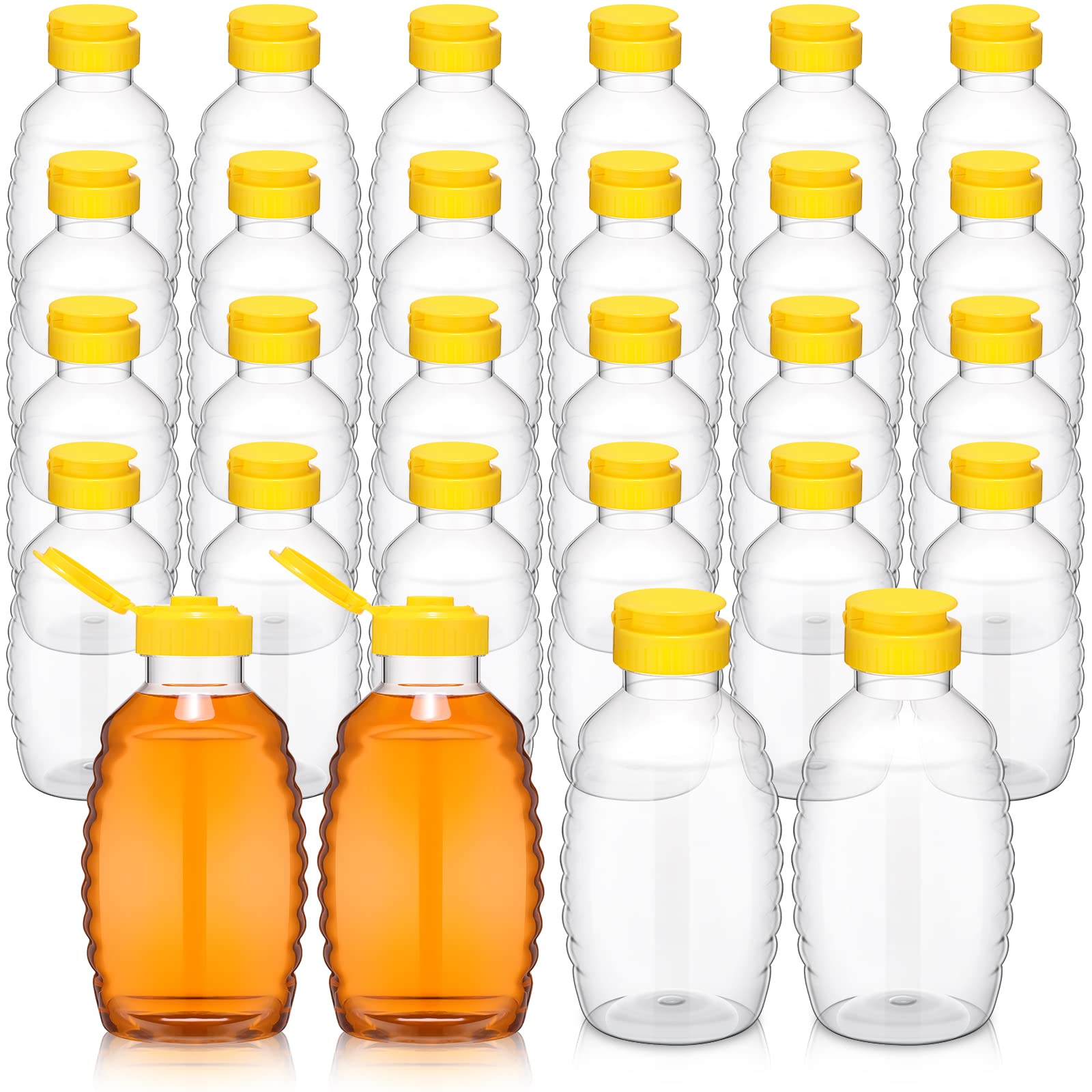 24 Pcs Clear Plastic Honey Bottles Plastic Skep Style Jar Honey Squeeze Bottle Empty Refillable Honey Dispenser With Flip Top Li