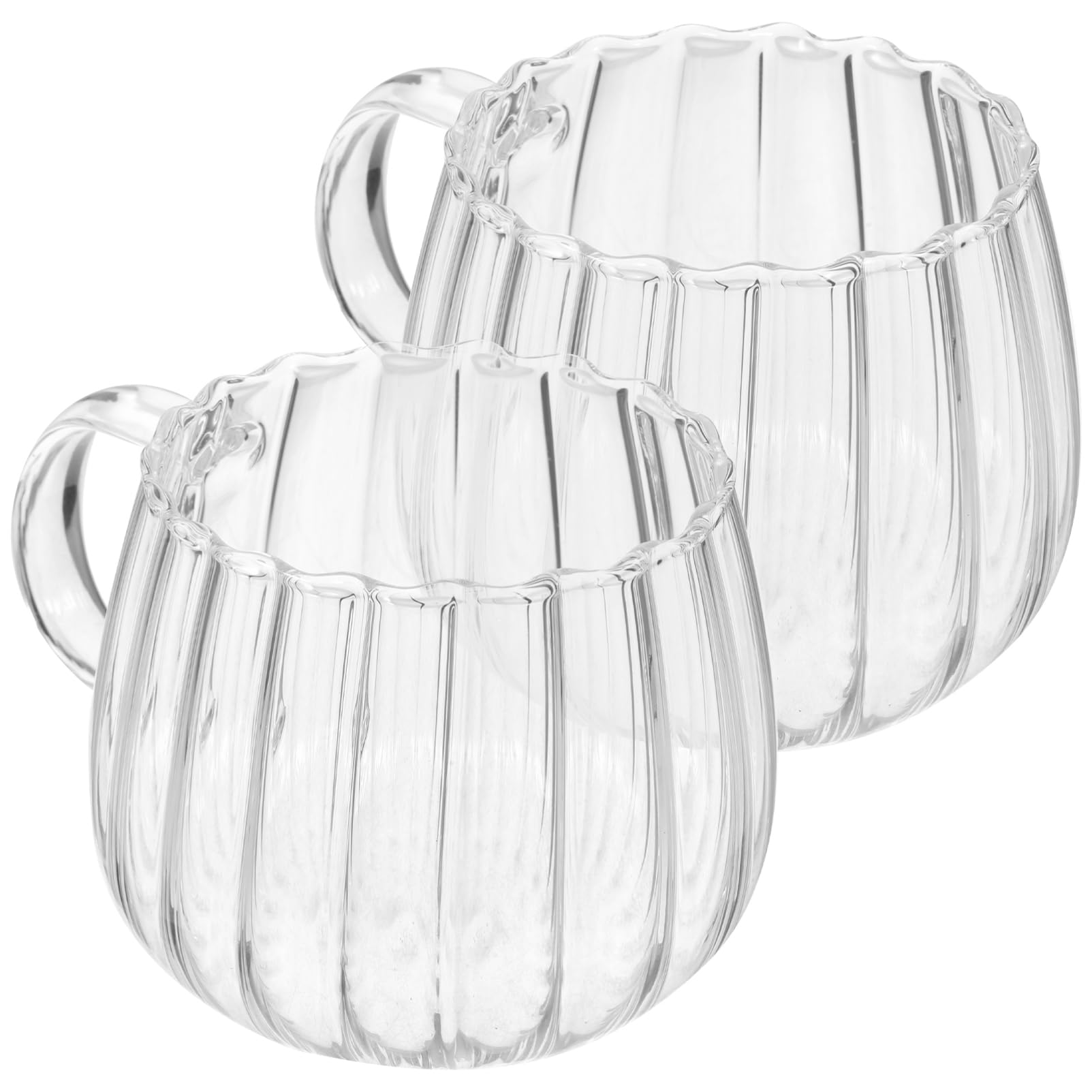 DOITOOL Clear Glass Pumpkin Mug Halloween Cups with Handle, 12oz/450ml HeatResistant Pumpkin Coffee Mug for Home, Office, Hallo