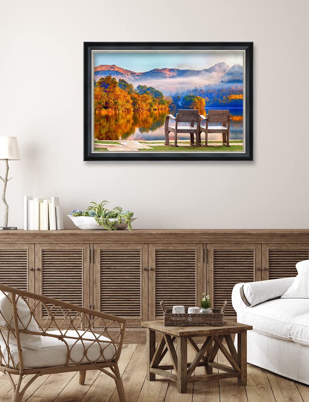 Ipic - Grow Old Together, Personalized Ideal Gift Custom Framed Wall Art With Names And Date, Giclee Prints With Solid Wood Fram