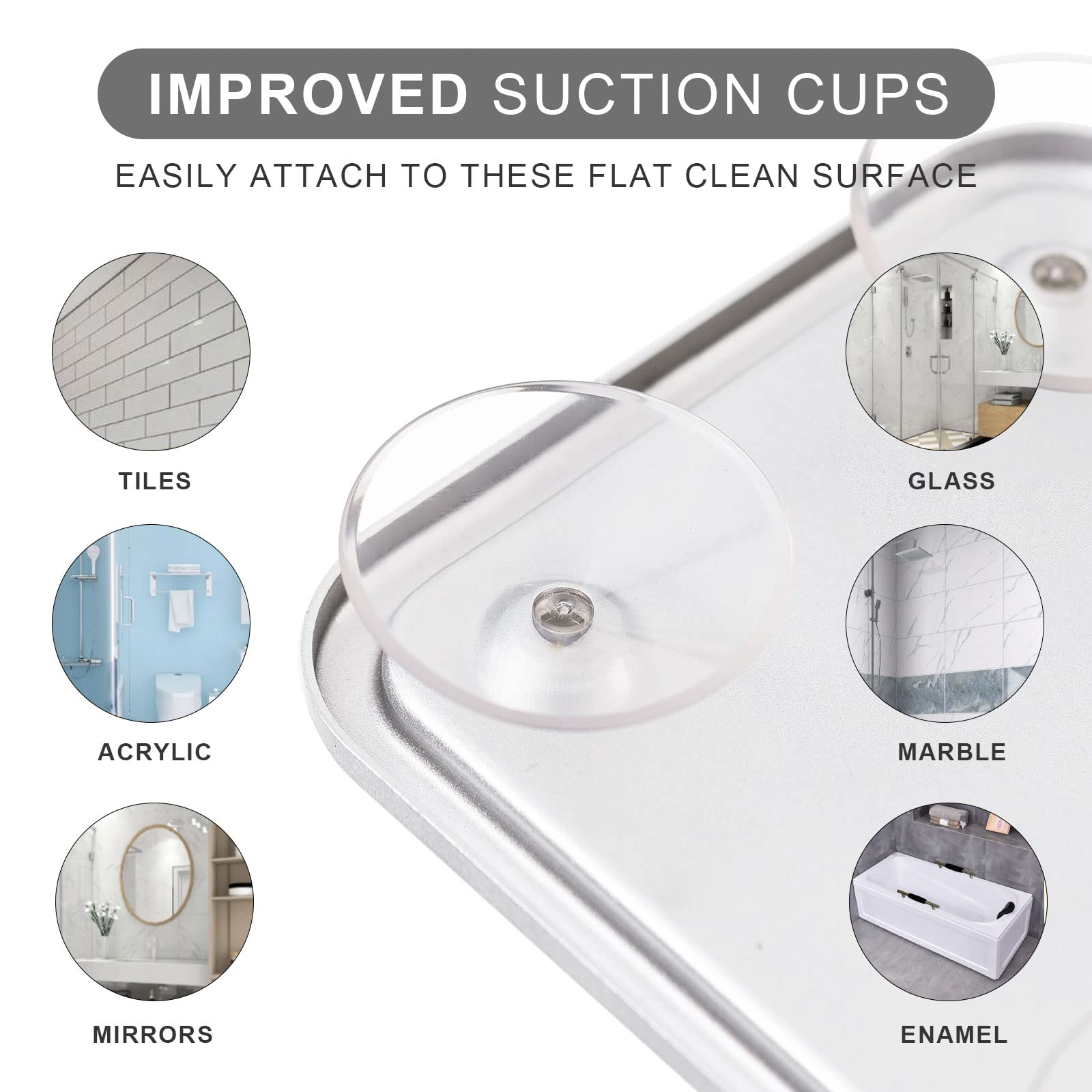 Ettori Shower Mirror Fogless For Shaving- With 4 Suctions, Anti Fog Mirror For Shower, Bathroom, Vanity, Bathtub, Razor Holder F