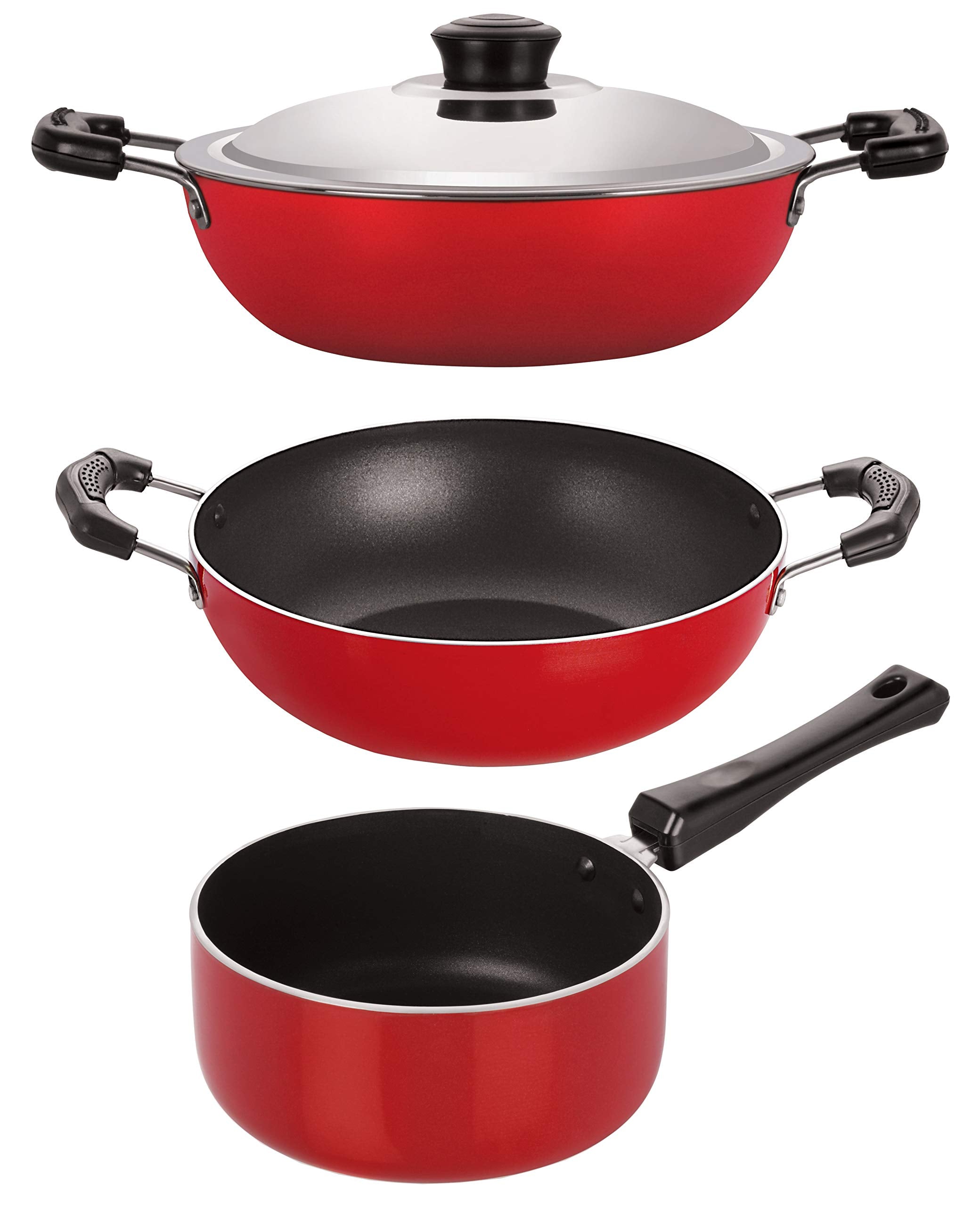 Nirlon NonStick Aluminium Gas Compatible Kitchenware Utencils, 3 Piece Set