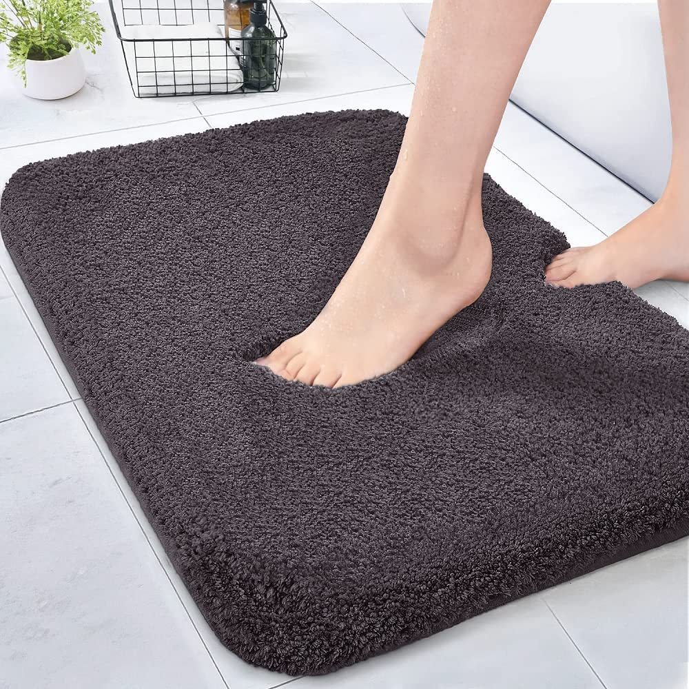 Bath Mat for Bathroom Non Skid TPR Backing (Grey, 16X24) Pack of 1 Model M1606