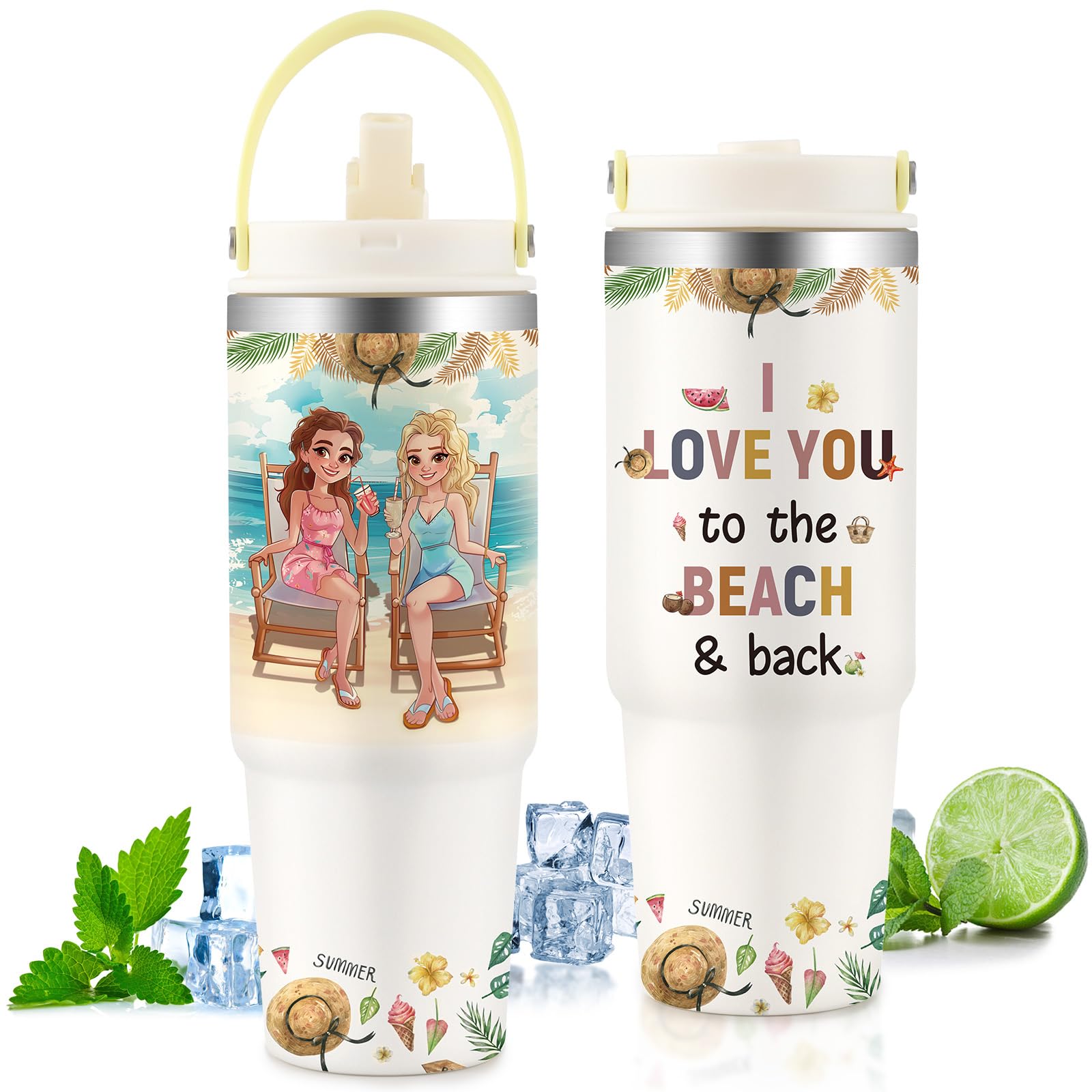 Ochapa Cute Cow Tumbler 30Oz Stainless Steel Water Bottle With Handle Flip Straw, Leakproof Travel Mug Coffee Cup, Birthday Chri