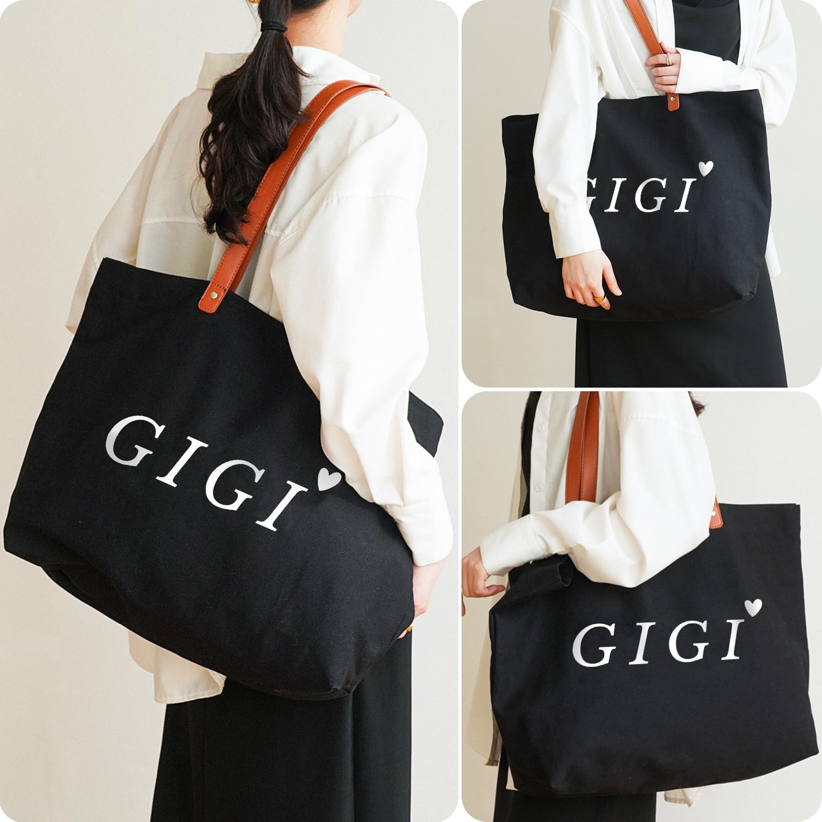 Lamyba Gigi Gifts For Grandma, Christmas Gifts For Gigi, Grandma Gifts, Gigi Tote Bag With Gigi Makeup Bag, Black