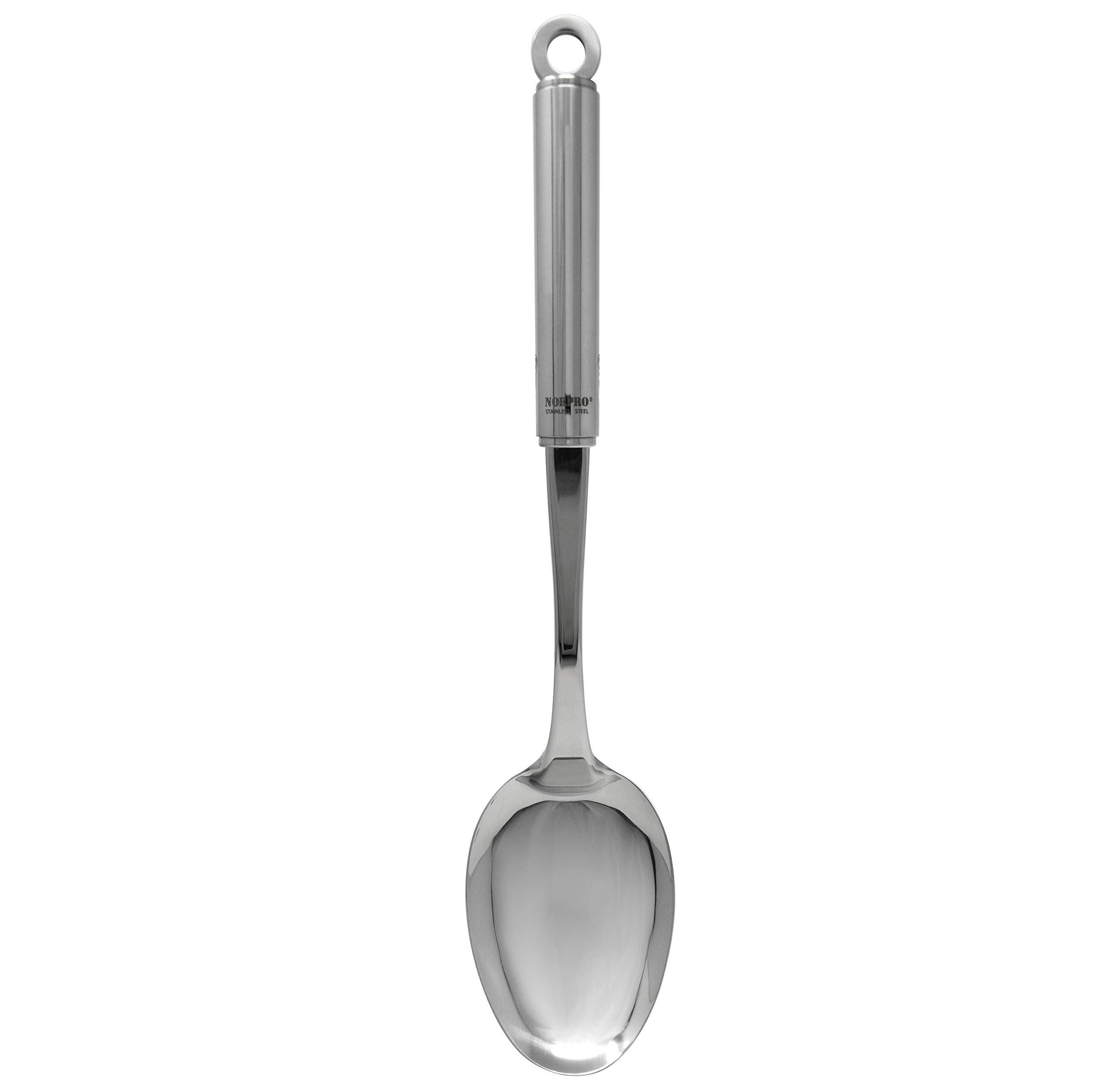 Norpro Krona Stainless Steel Solid Spoon, 13-Inch, Metallic