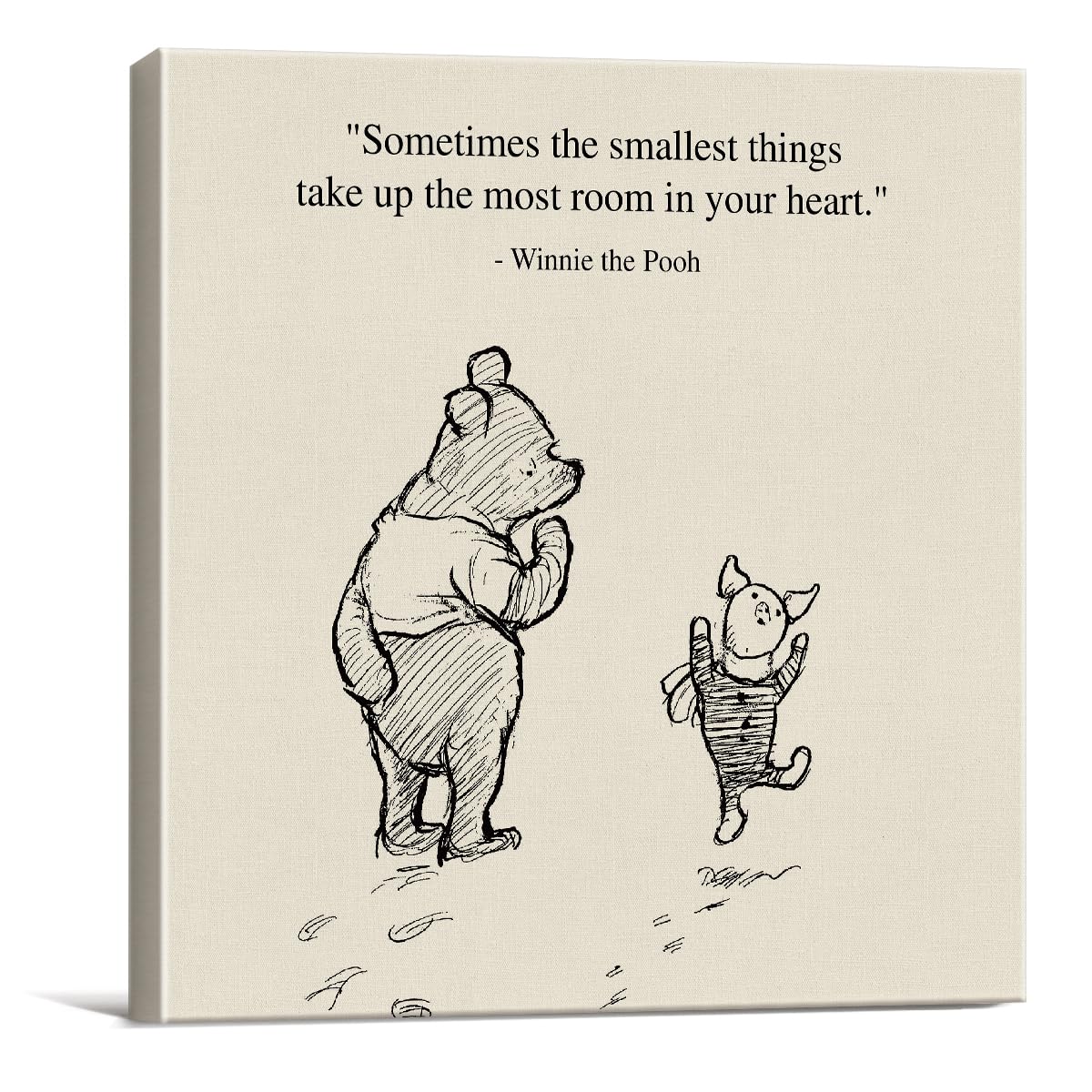 Classic Winnie The Pooh Wall Art Decor Retro Sometimes The Smallest Things Take Up The Most Room Canvas Painting Pictures Framed