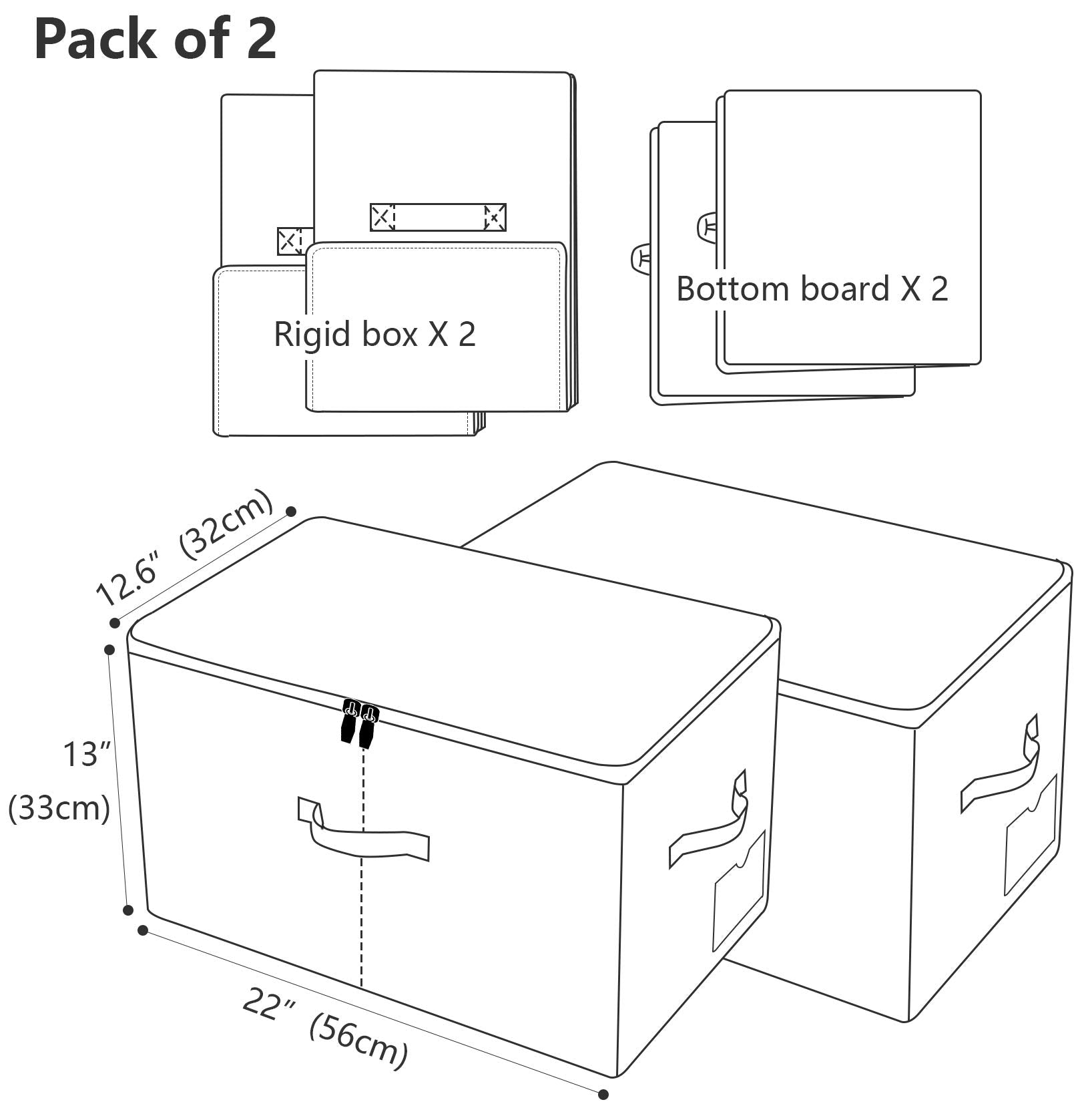 iwill CREATE PRO Pack of 2, Large Size Folding Washable Fabric Storage Boxes for Bedding Sheets, Blankets, Pillows, Clothing, To