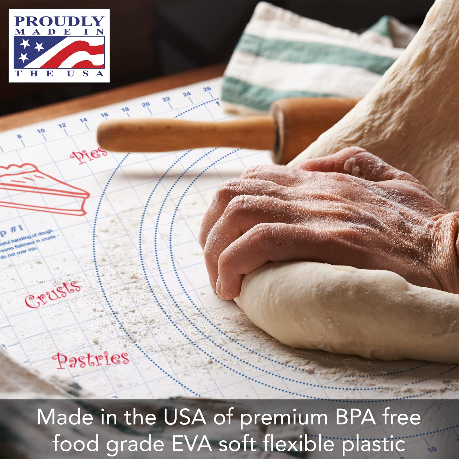 Cut N' Funnel Large Premium Flexible Plastic Pastry Mat 24'' X 18'' Made In The Usa Of Bpa Free Flexible Plastic