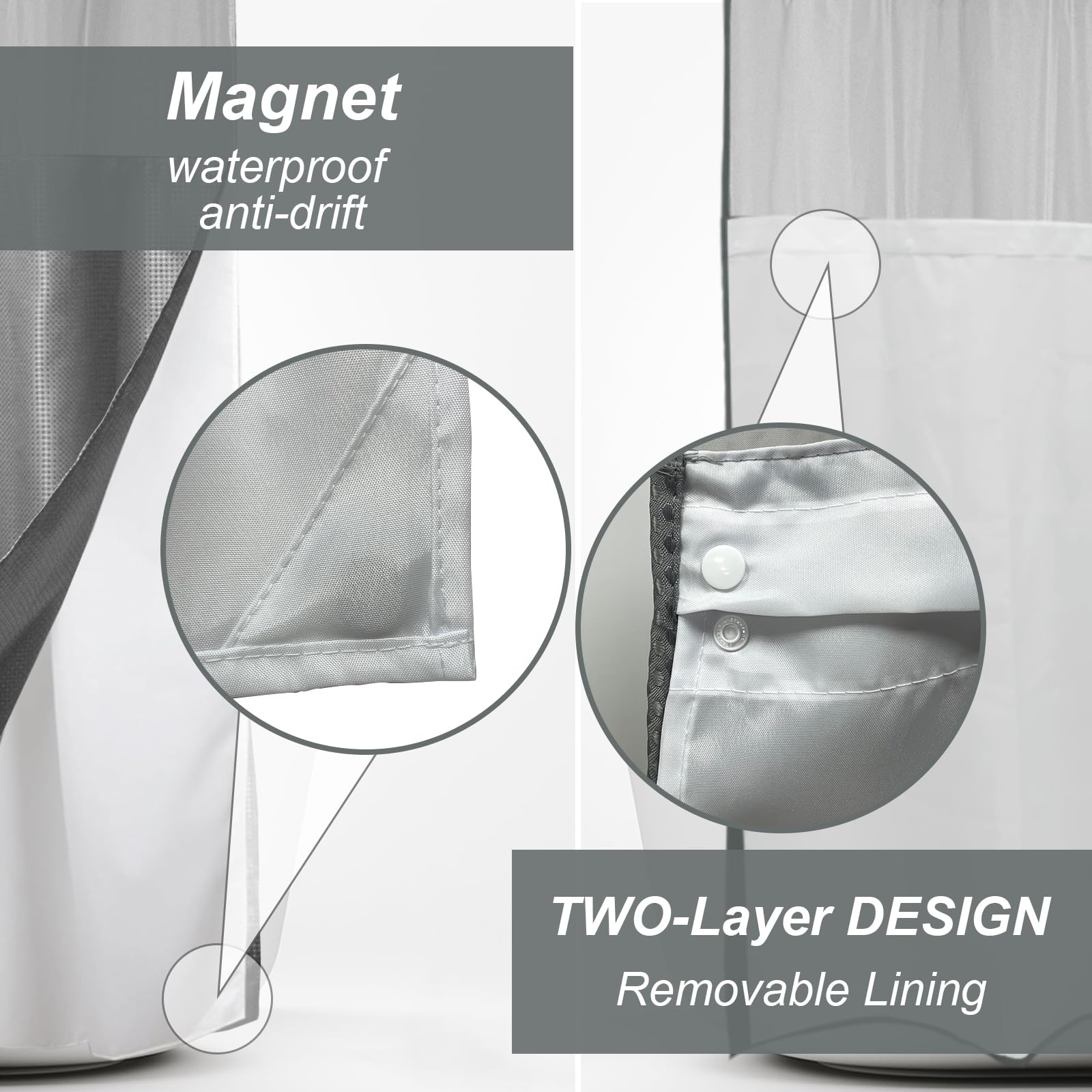 Final Friday Grey Waffle Weave Shower Curtain With Snap In Liner Polyester Fabric Hotel And Spa Bathroom Decor Set Waterproof De