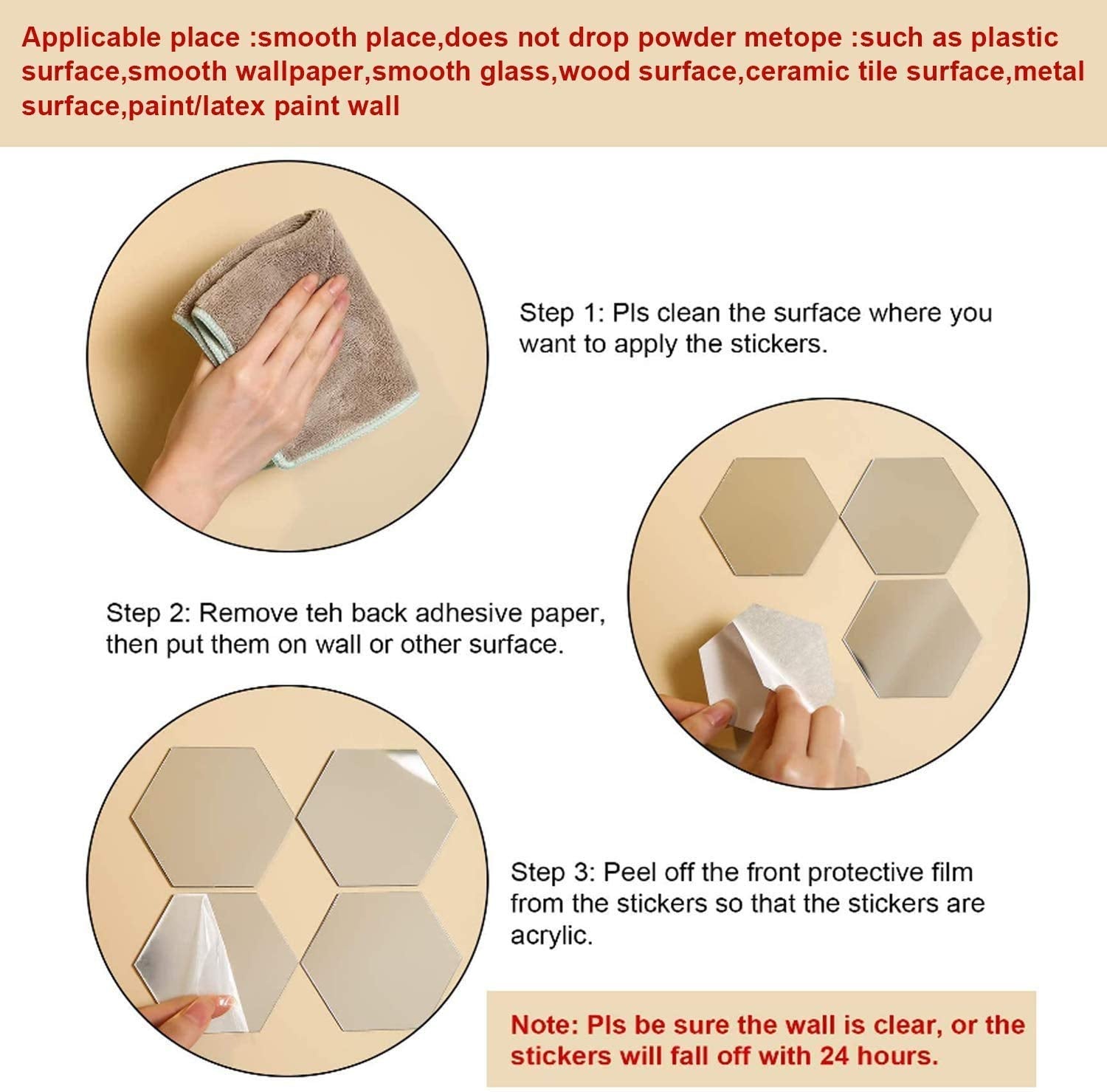 Chote Mote Seller - Shree Krishna with Stand Golden Stickers for Wall, Acrylic Mirror, Mirror, 3D, Wall Stickers for Room Hall H