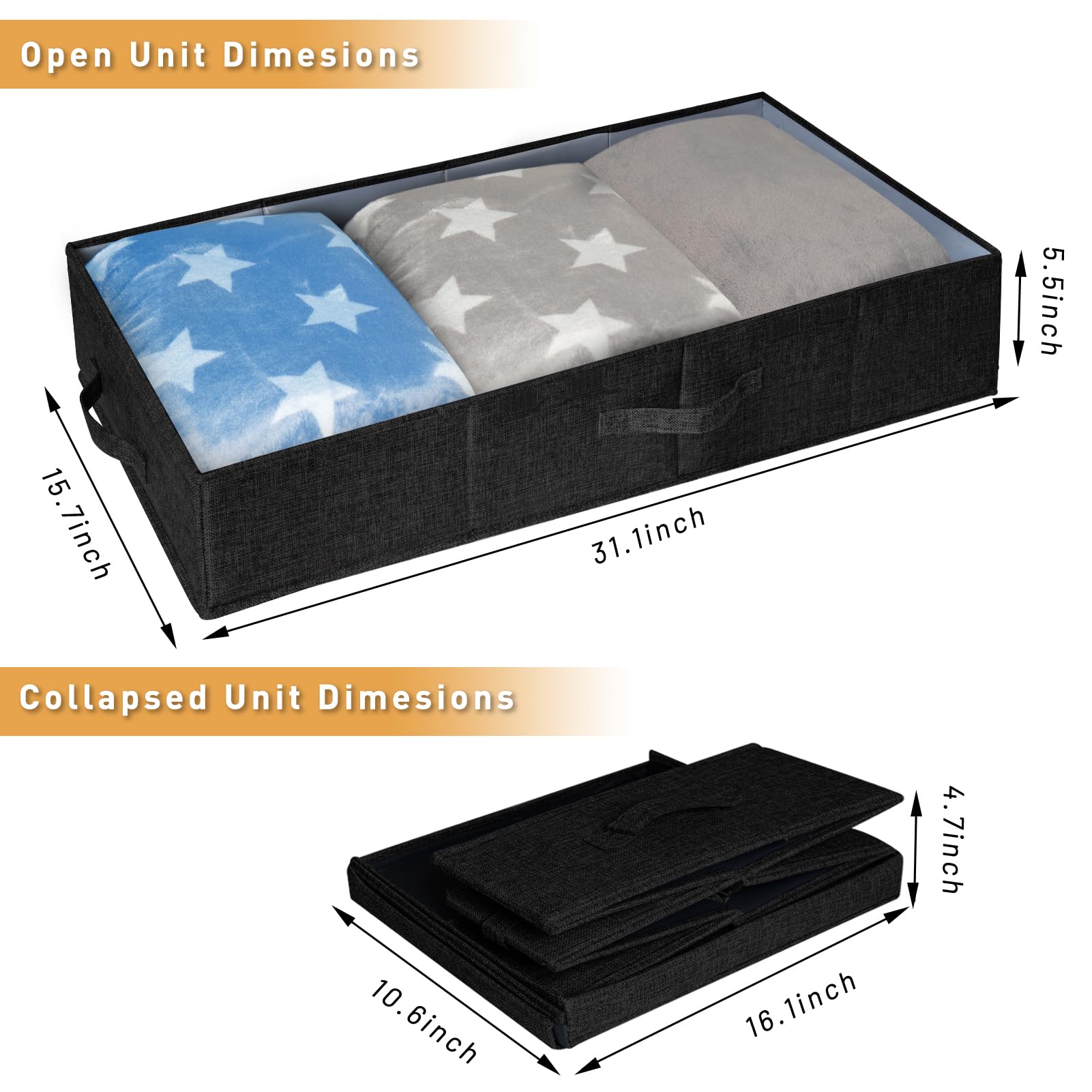 punemi Under Bed Storage Containers, Set of 2 Low Profile Under Crib Storage Bins With Lid, Large Sturdy Under Bed Clothes Drawe