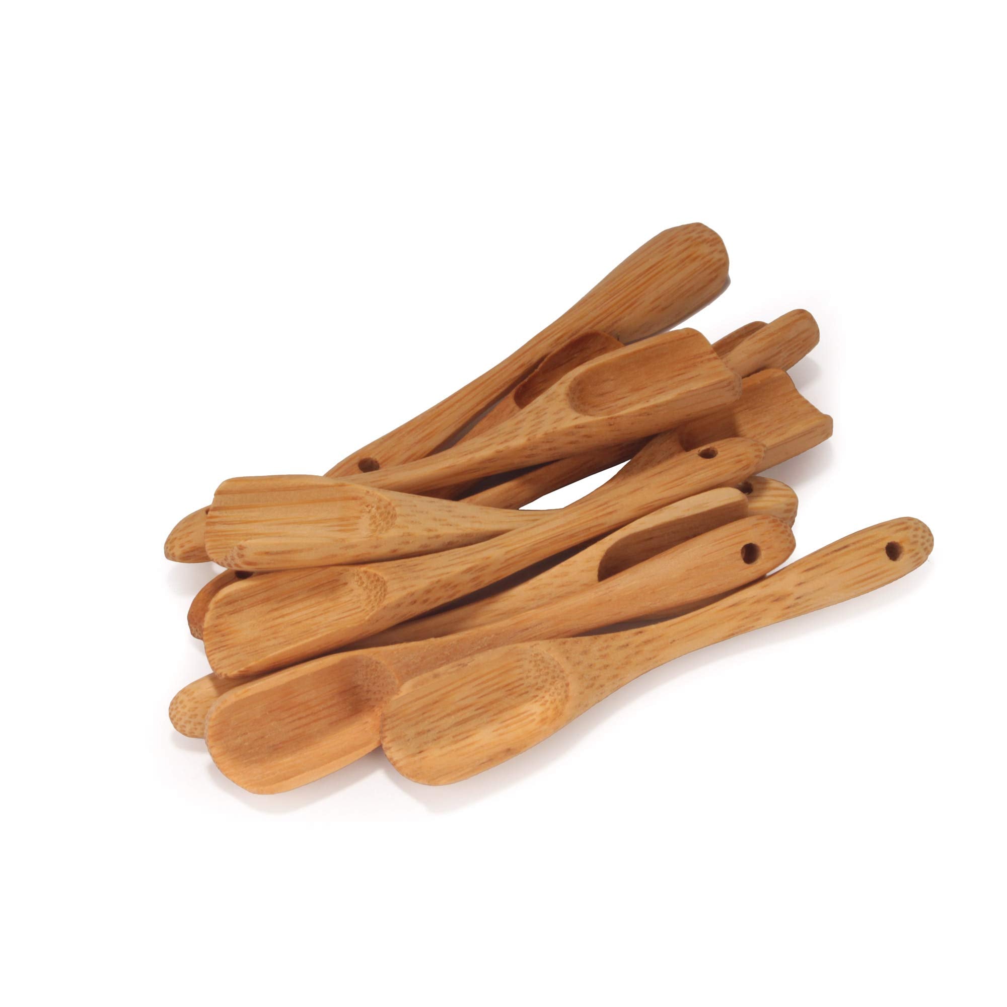 Bamboomn - 3.1'' Small Solid Bamboo Deep Scoop, 10Pcs