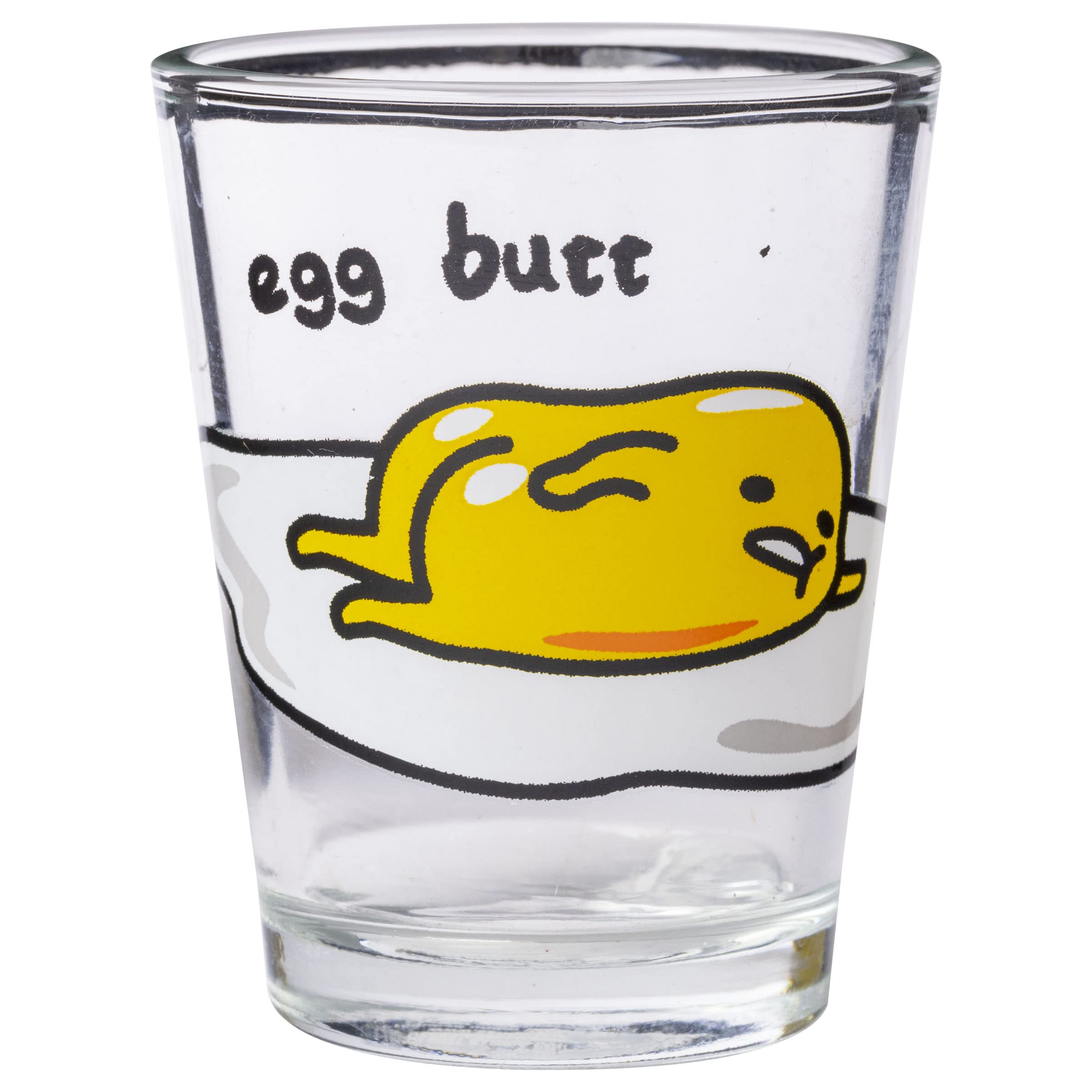 Silver Buffalo Sanrio Hello Kitty And Friends Gudetama Lazy Egg Poses 4 Pack Mini Glass Set, 1.5 Ounces
