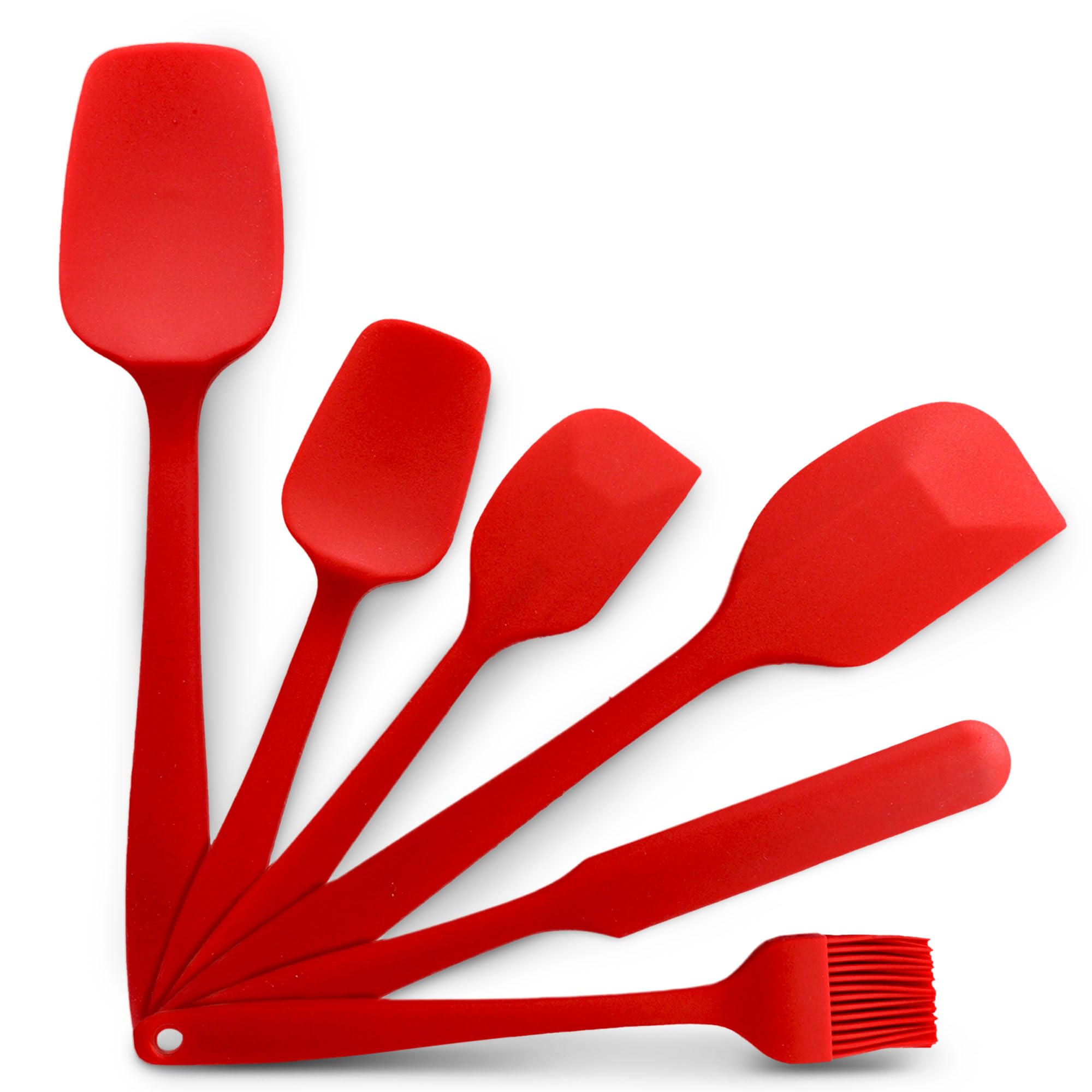 Cheer Collection 6Pc Silicone Kitchen Utensils Set - Non Stick & Heat Resistant Spatula Set For Cooking (Red)