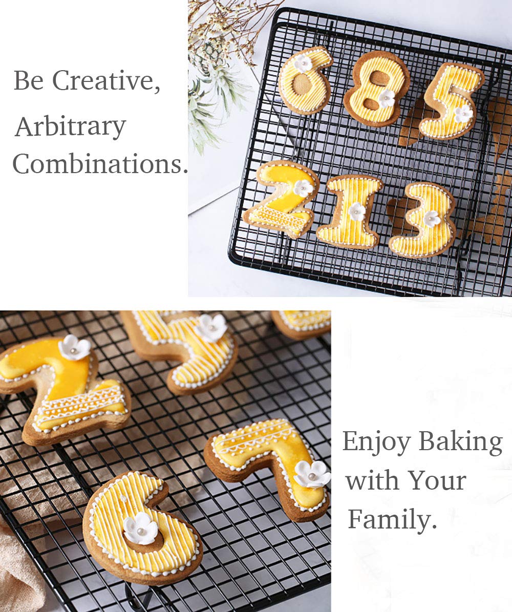 Hoaboly Large Number Cookie Biscuit Cutters Set 3 Inches, 9 Piece Stainless Steel Numbers Cutter Set Tools For Kitchen,Baking