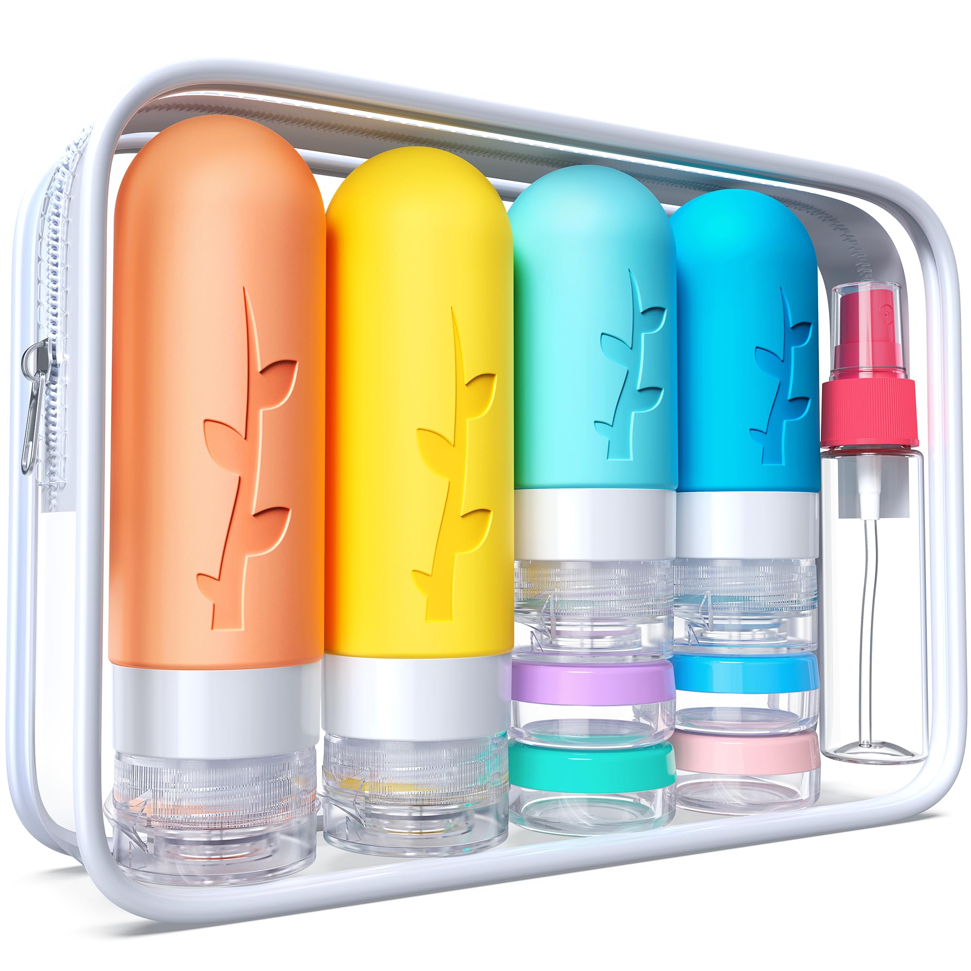 18pack Travel Bottles for Toiletries  Travel Essentials Tsa Approved travel toiletry bottles Silicone Travel Containers  Leak Proof Refillable Liquid for Shampoo Conditioner Lotion