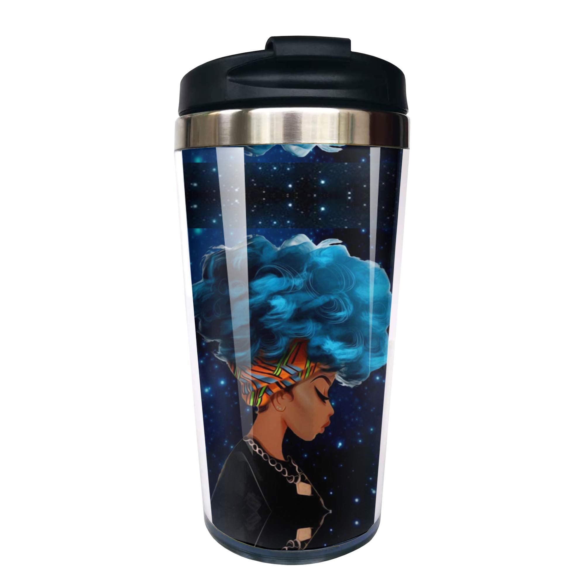 Yipaidel Funny Black Girl African American Print Waterproof Stainless Steel Travel Coffee Mug, Gifts For Aunt Sister Friends, Me