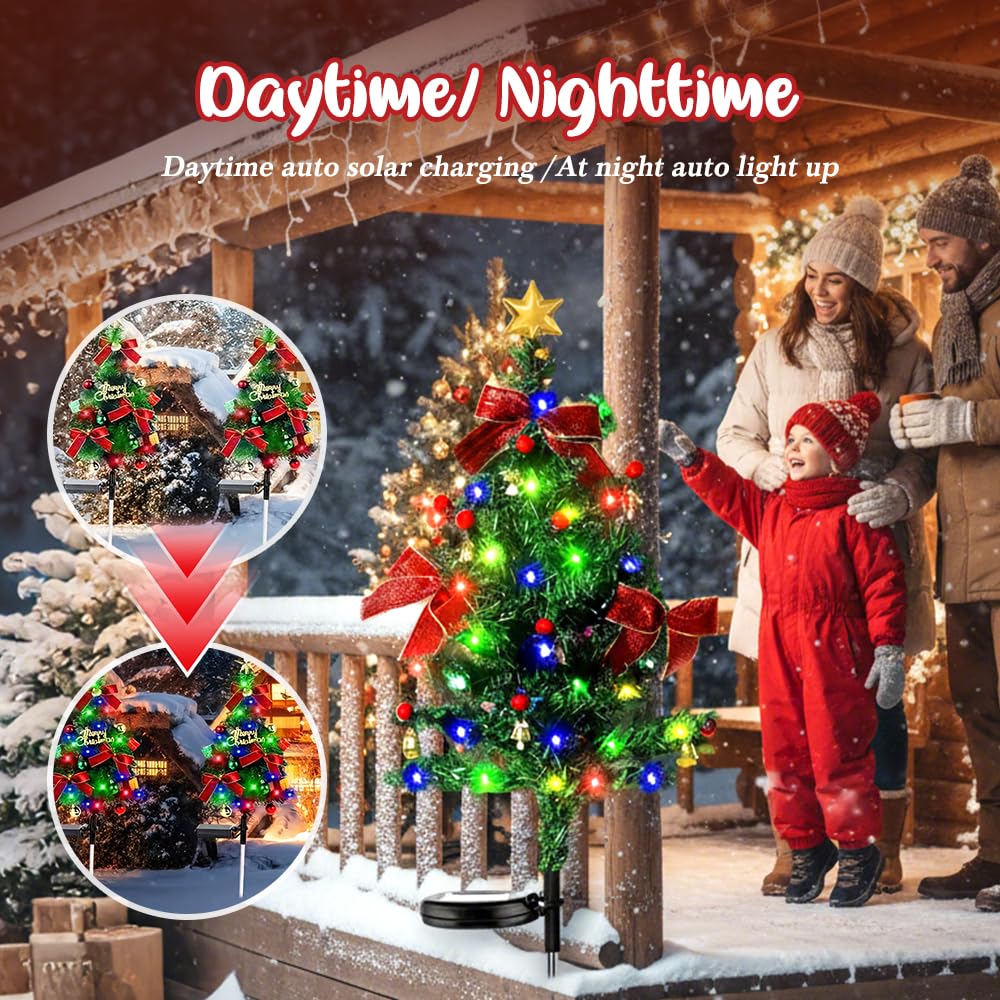 Solar Christmas Trees Lights Outdoor Decoration Waterproof, 2026 New Durable Pathway Lights for Garden, Versatile Patio Decorati