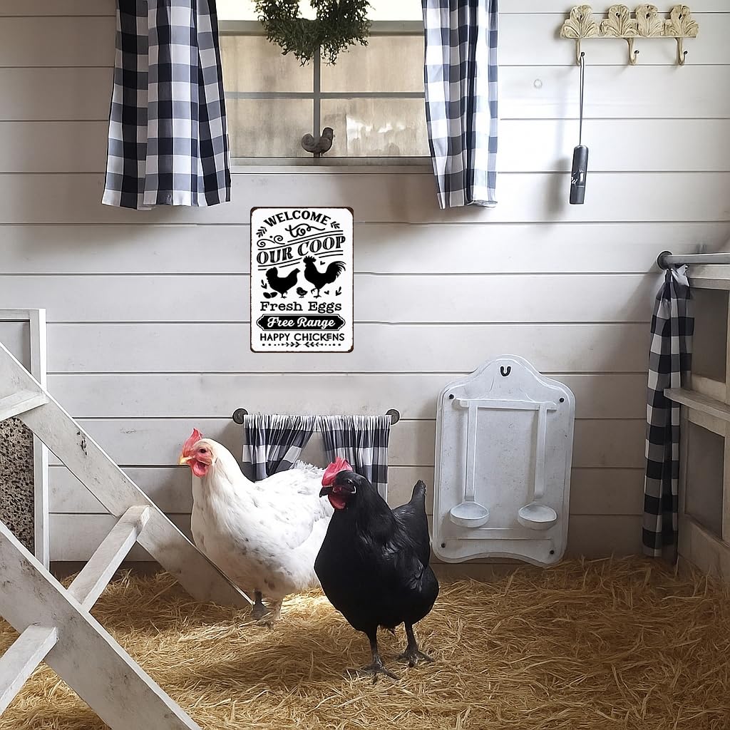 Smilelife Funny Chicken Gifts Welcome To Our Coop Tin Sign for Home Farm Chicken Coop Farmhouse Kicthen Garden Decor 8 X 12 Inch