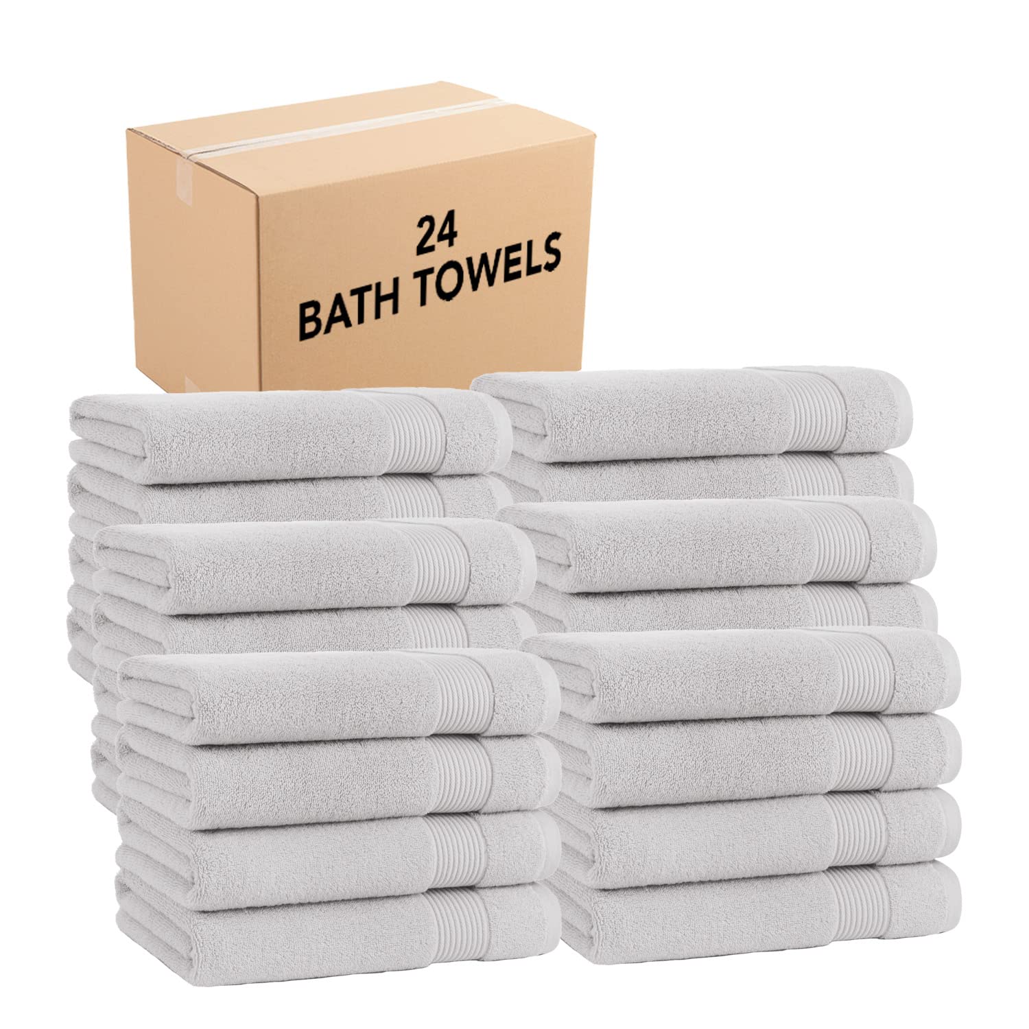 Arkwright Bath Towels Set Of 4 - (Bulk Case Of 24) Super Soft 100% Cotton, 600 Gsm Quick Dry & Absorbent, Luxury Bathroom Essent