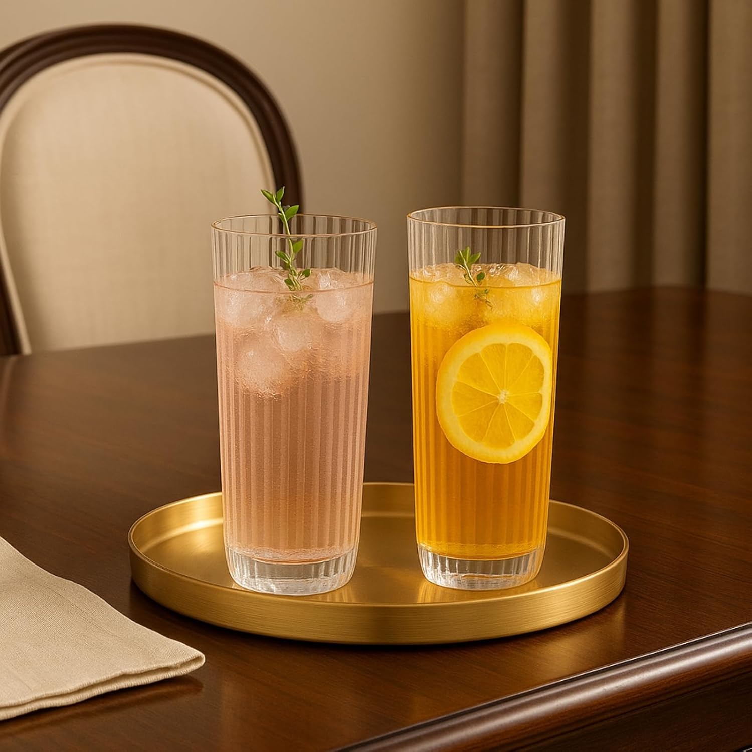 Khen Shatterproof Acrylic Ribbed Drinking Glasses Set of 2