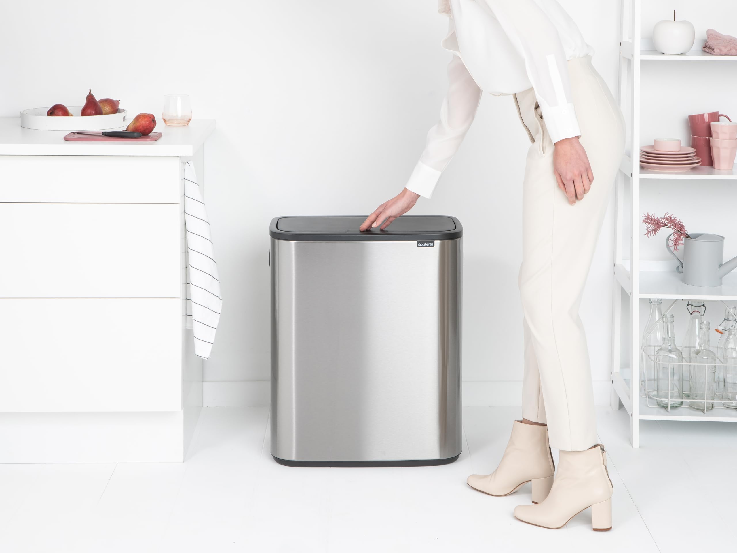 Brabantia Bo Touch Bin Recycling  2 x 30L  2 Inner Buckets (2x30L)  Matt Steel Fingerprint Proof