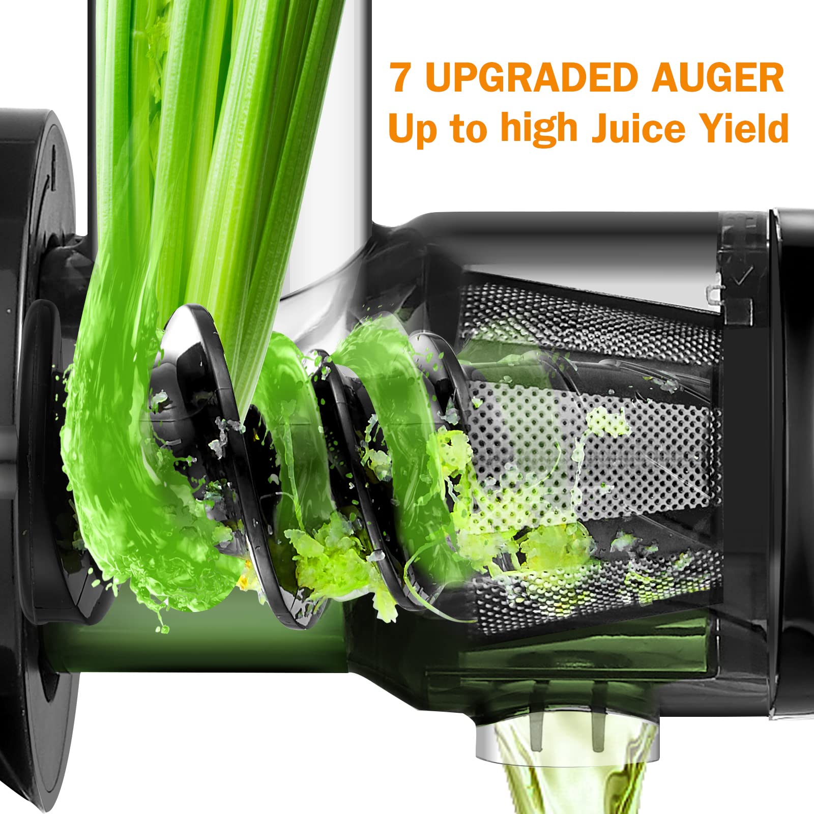 Cold Pressjuicer,Amzchef Slow Masticating Juicer Machines With Reverse Function, High Juice Yield, Easy Clean With Brush,Recipes