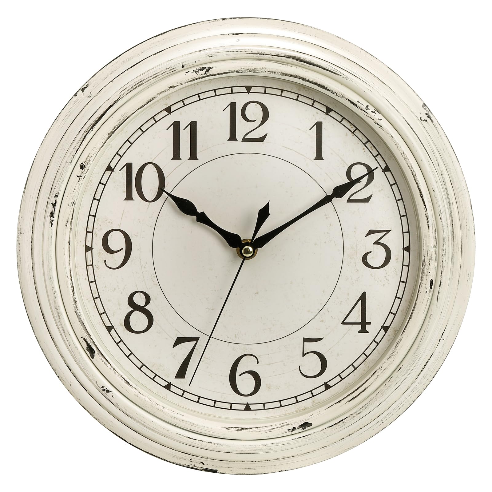 Peohud Silent Wall Clock, 12 Inch Vintage Non Ticking Quartz Battery Operated Round Clock, Rustic Wall Clock For Living Room Kit