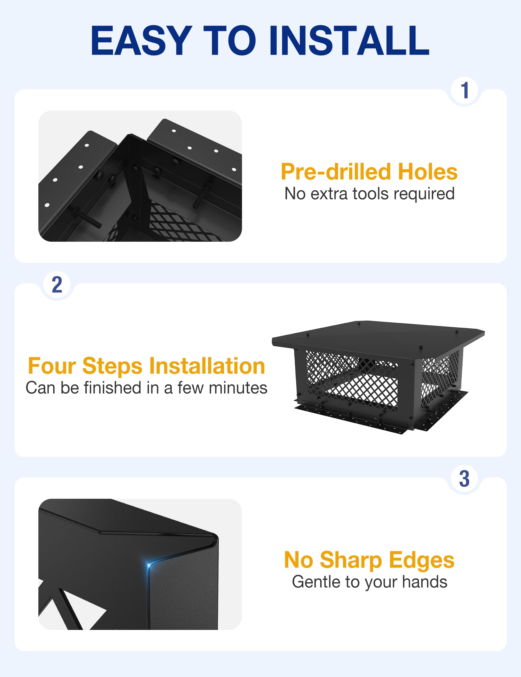 Hahaemall Chimney Cap, 19'' X 19'' Chimney Cover, Chimney Rain Caps, Adjustable Fireplace Chimney Caps For Outside To Fit Existi