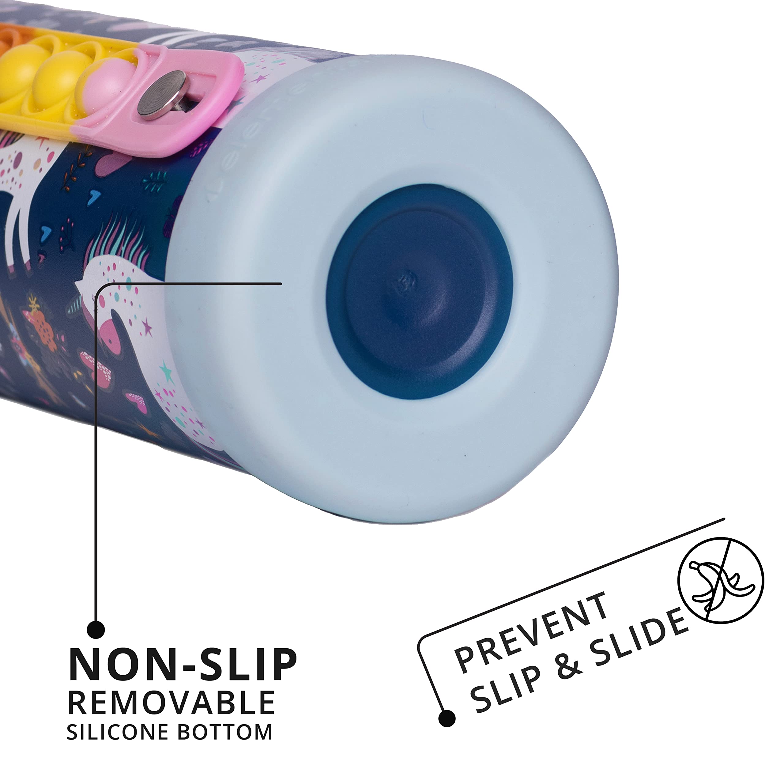 Elemental Iconic Kids Insulated Water Bottle With Straw Lid & Stress Reliever Pop-It Fidget Handle, Leak-Proof When Closed Water