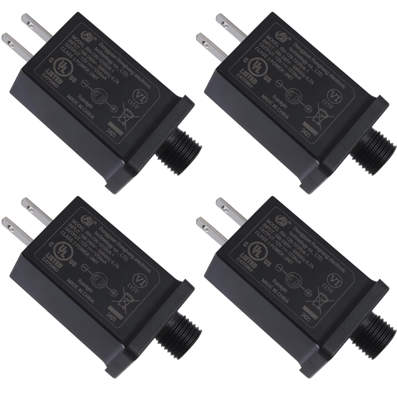 4Pack Replacement Yard Inflatable Adapter, 12V 1.25A Power Supply Adaptor for Outdoor Inflatable Decoration, Power Supply Transf