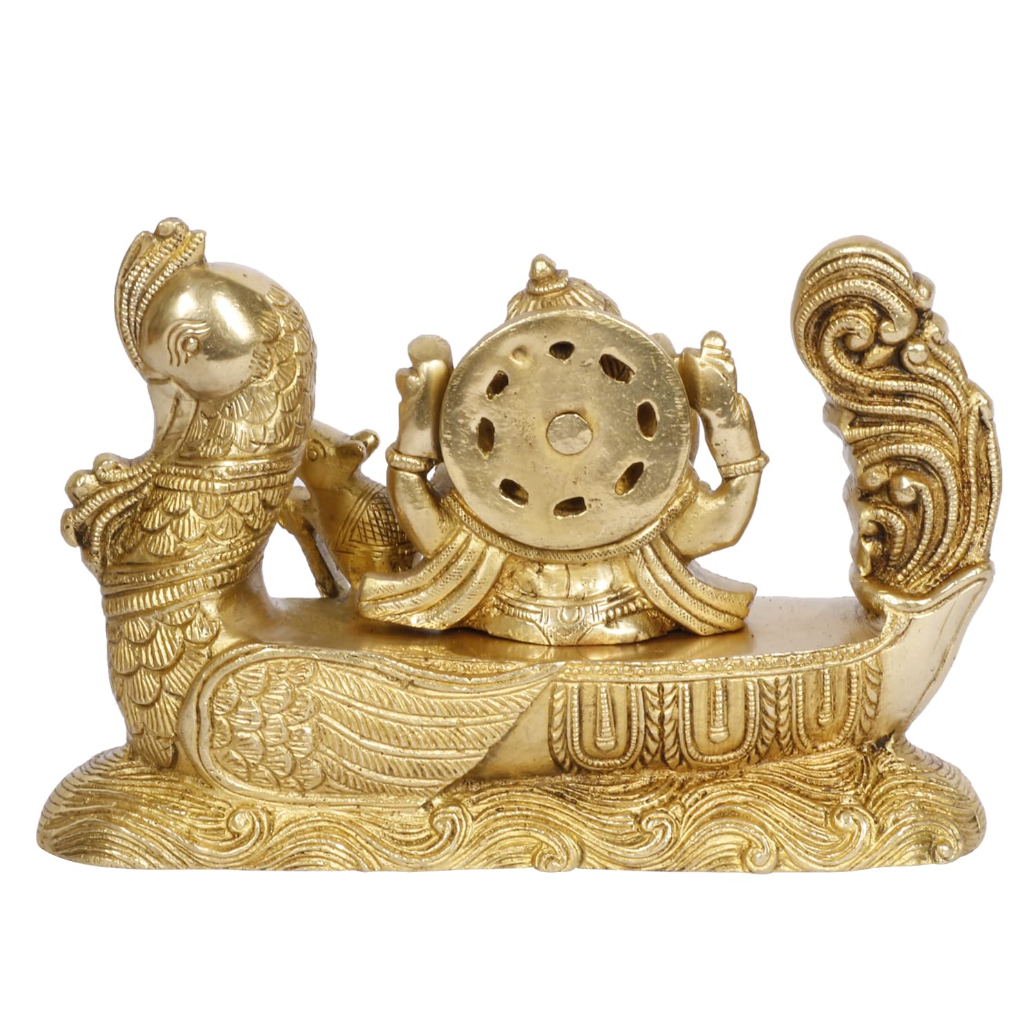 Kartique Brass Ganesh Bhagwan Idol Sailing On Boat Ganesha Statue Ganpati Murti For Home Entrance Decor Diwali Gift Ganesha With