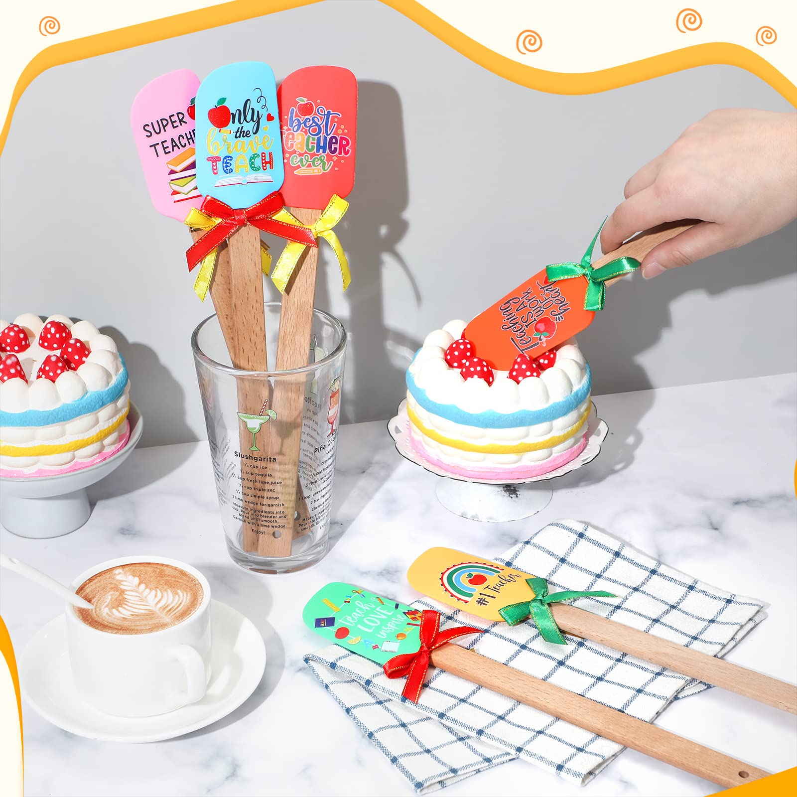 6 Sets Silicone Spatula Teacher Appreciation Gifts Funny Baking Tool With Colorful Ribbon Bows Teacher Appreciation Week Crafts