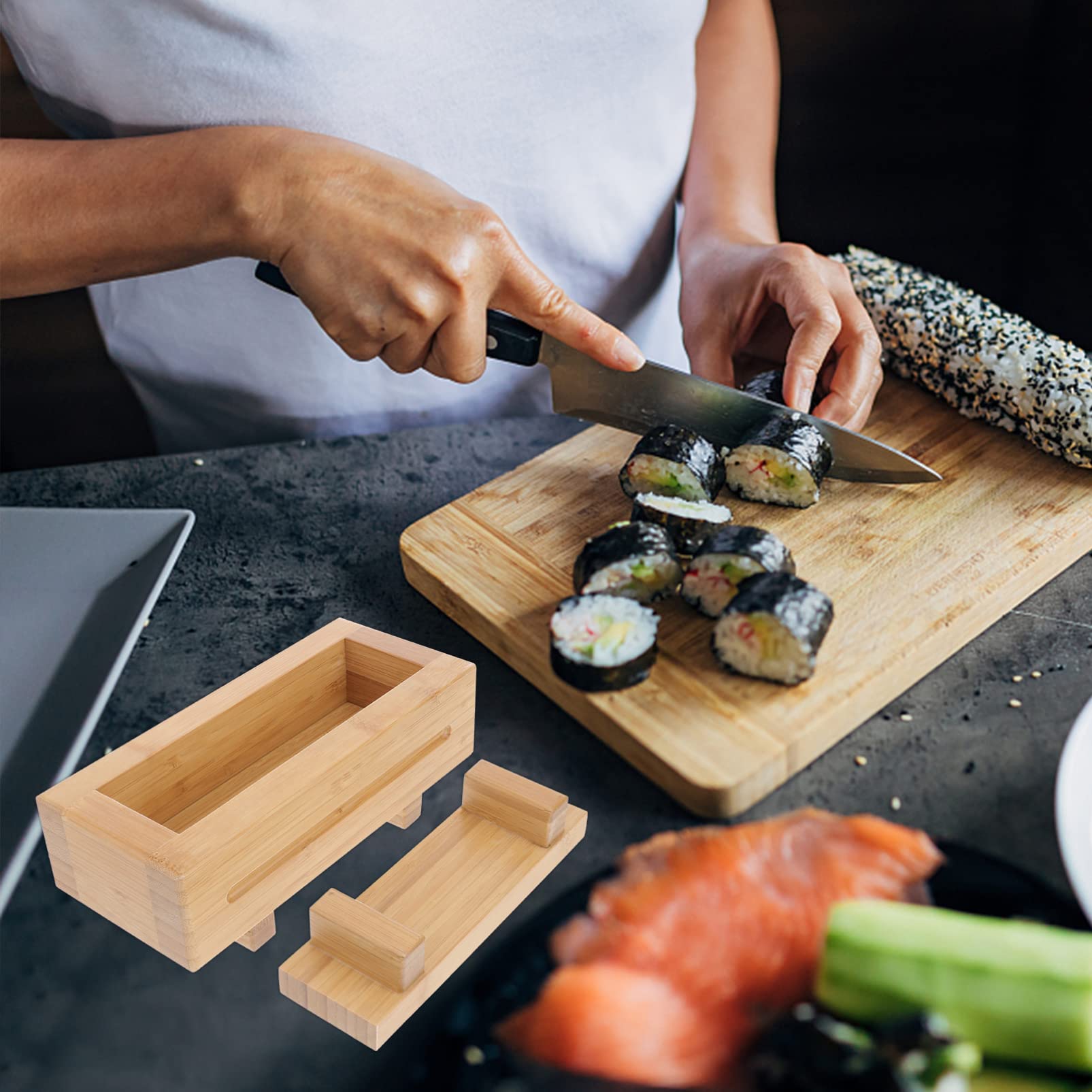 Yardwe Wood Sushi Press Mold Oshizushi Mold Box Bamboo Sushi Maker Tool Diy Wood Sushi Making Kit For Home Sushi Rice Roll Mold