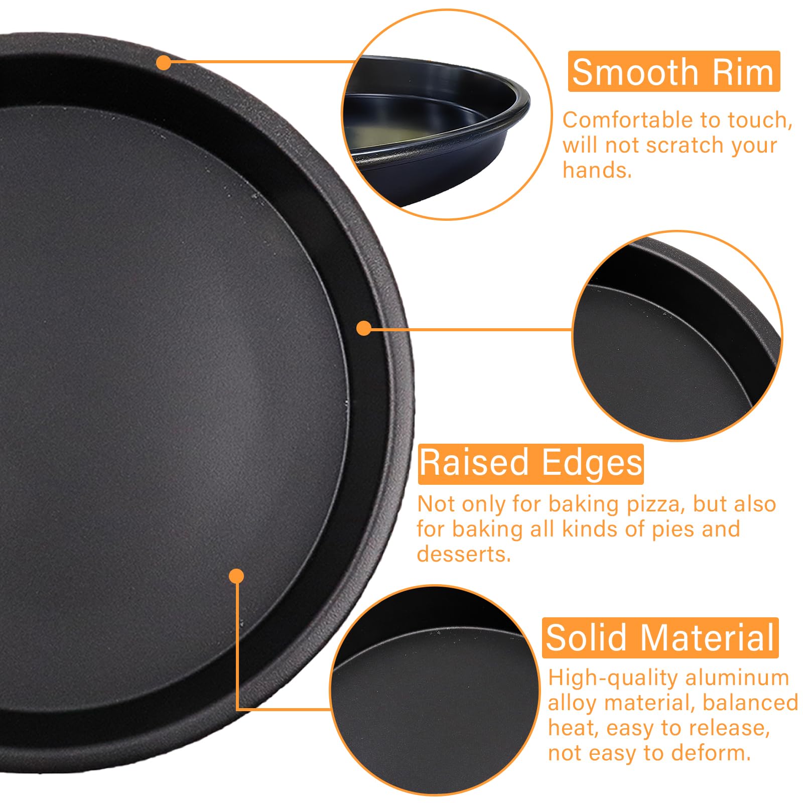 Savagrow 3Pcs 7Inch Non-Stick Bakeware Pizza Pan Aluminum Baking Pan For Healthy & Durable